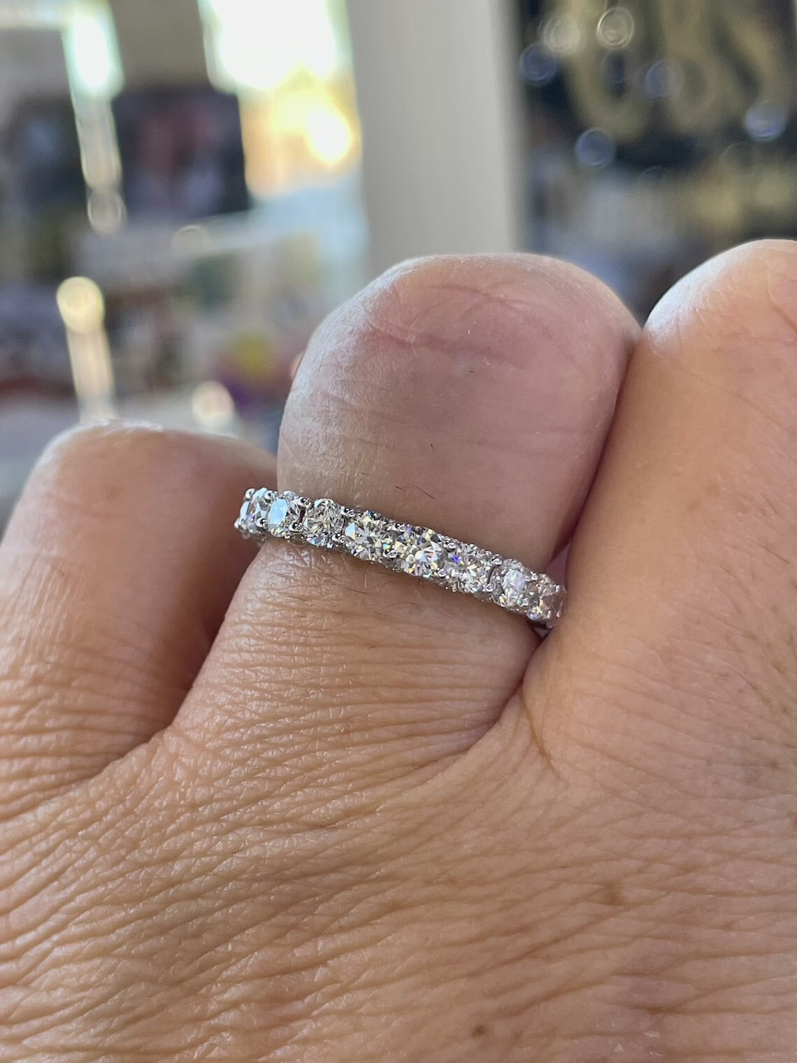 2.00 Ct Round Diamond Lab Created Eternity Wedding Band 14K White Gold Plated