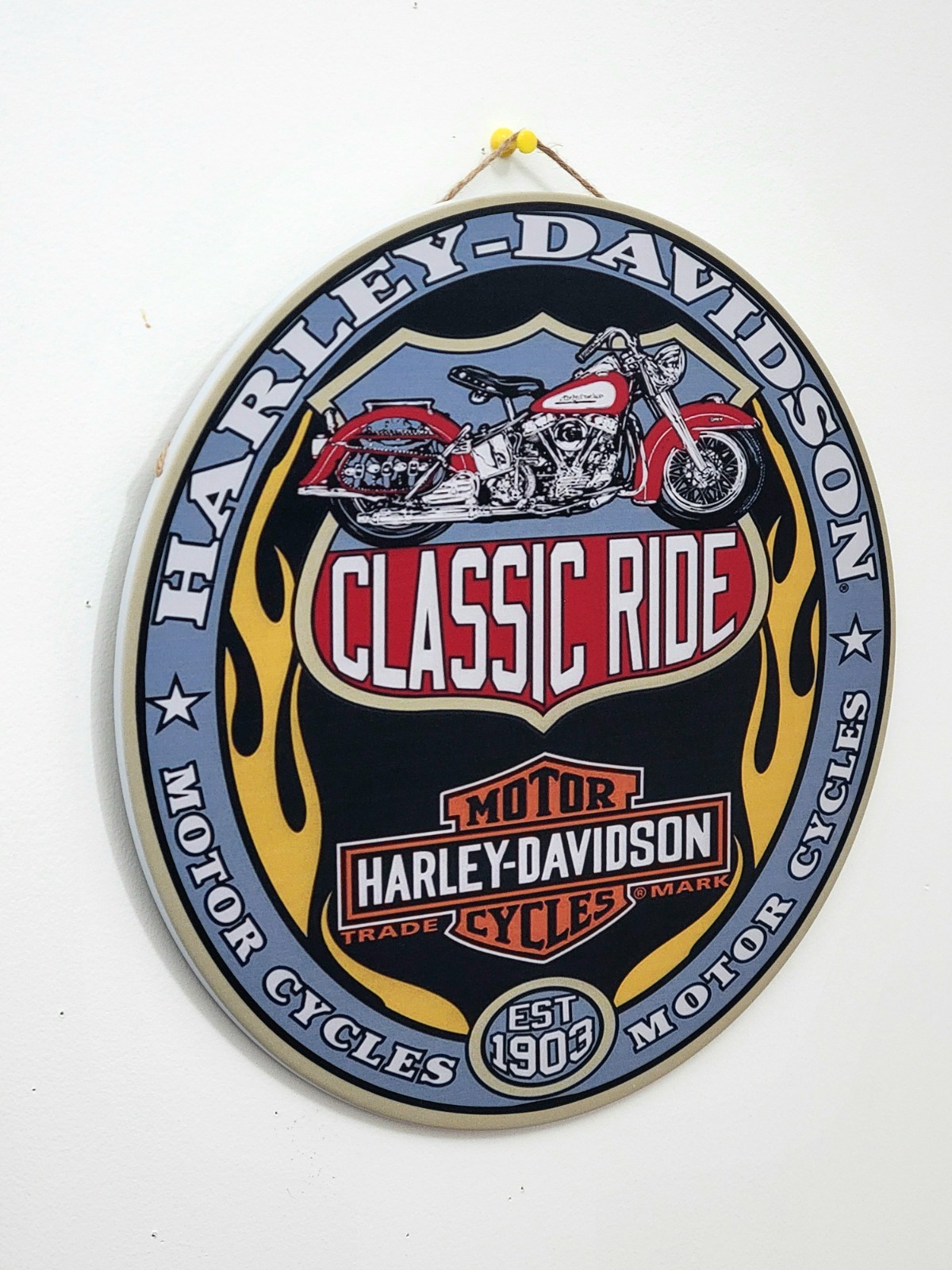 Round Harley H-Davison Metal Sign Classic Ride 12" Tin Man Cave Motorcycles