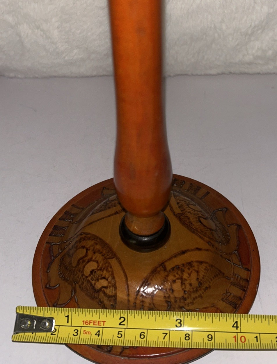 Vintage 9.5” Hat Wig Wood Stand Hand Carved Painted Austria