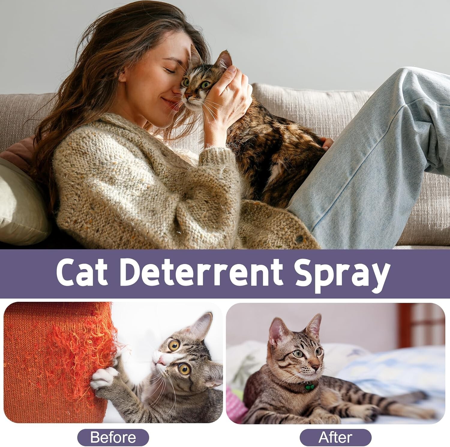 Cat Deterrent Spray Indoor, 120ML Stops Chewing and Licking of Furniture,Bandage