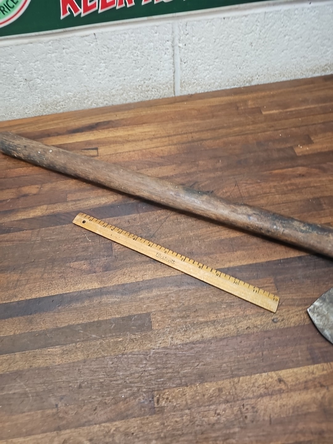 R22- Antique W. Dellinger Hand Forge Broad Axe - LANCASTER PA 1860s - 6 lb 8 oz