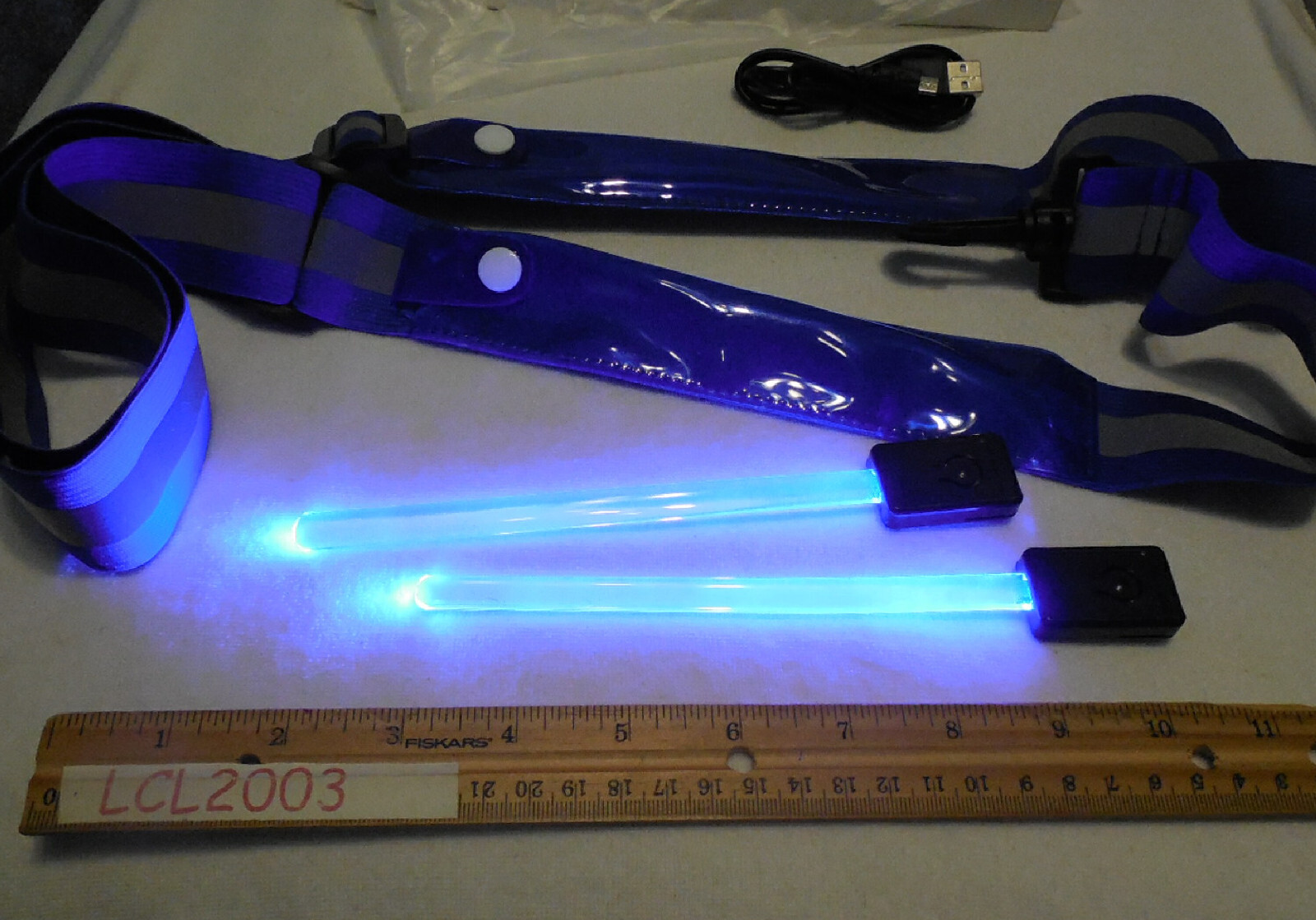 Bike LED Rechargeable Reflective Shoulder Strap Night Safety Hiking Jog Walk Pet