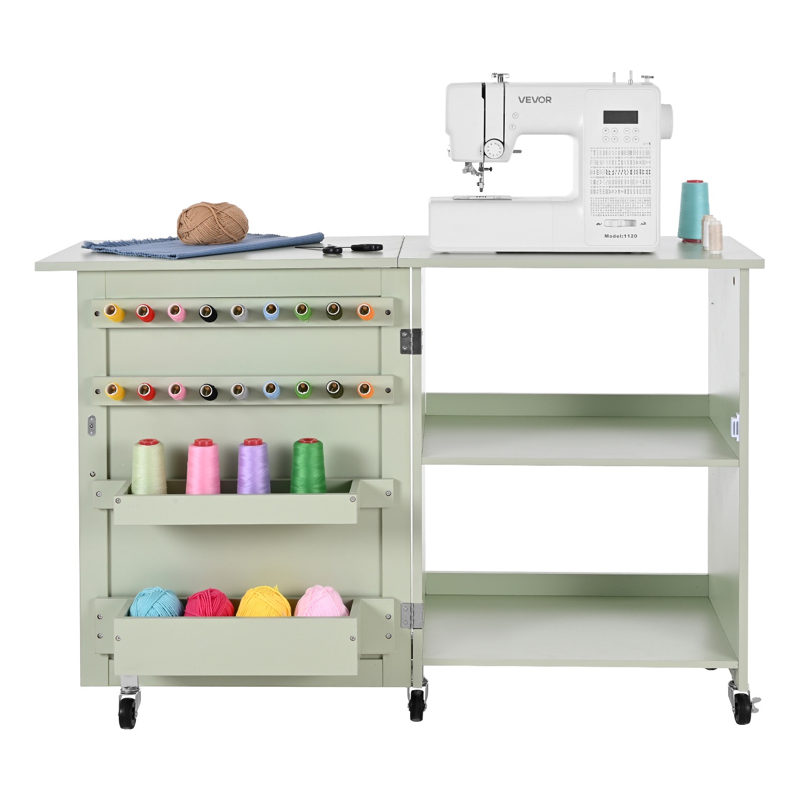 VEVOR Folding Sewing Table Multipurpose Sewing Machine Table Compact Light Green