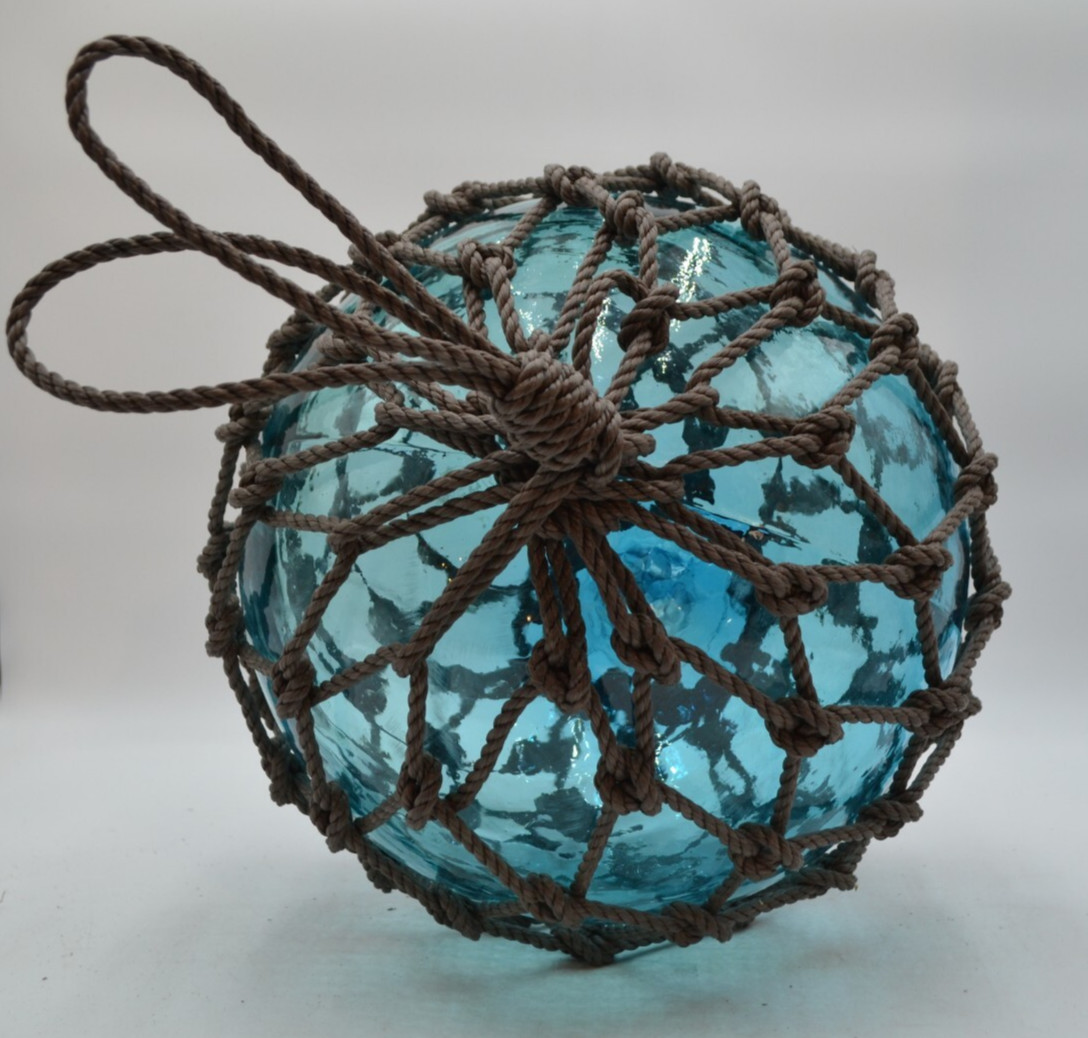 VINTAGE GLASS FISHING FLOAT IN AQUA