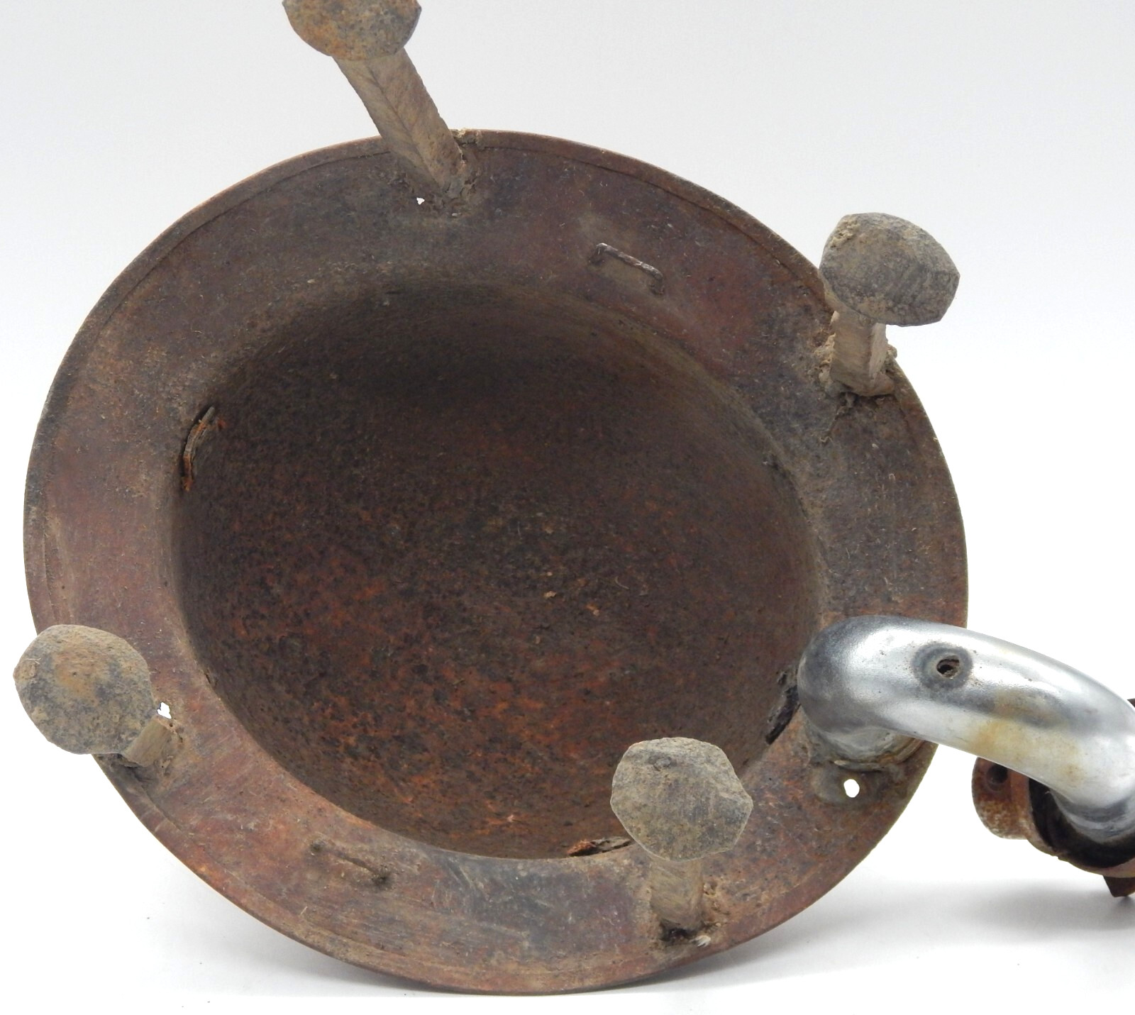 Antique Cast Iron Rusted Turtle Helmet Artisan Outdoor Garden Yard Art USA- RARE