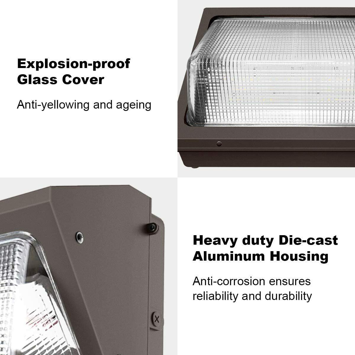 100W LED OUTDOOR WALL PACK High Voltage (AC 347-480V) 5000K Glass Lens