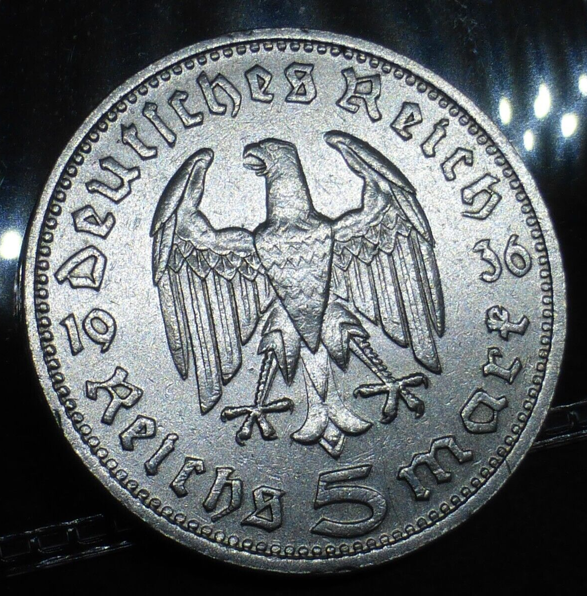 Nazi Silver Coin 5 Reichsmark Third Reich Germany Beautiful Hindenburg WW2 Relic