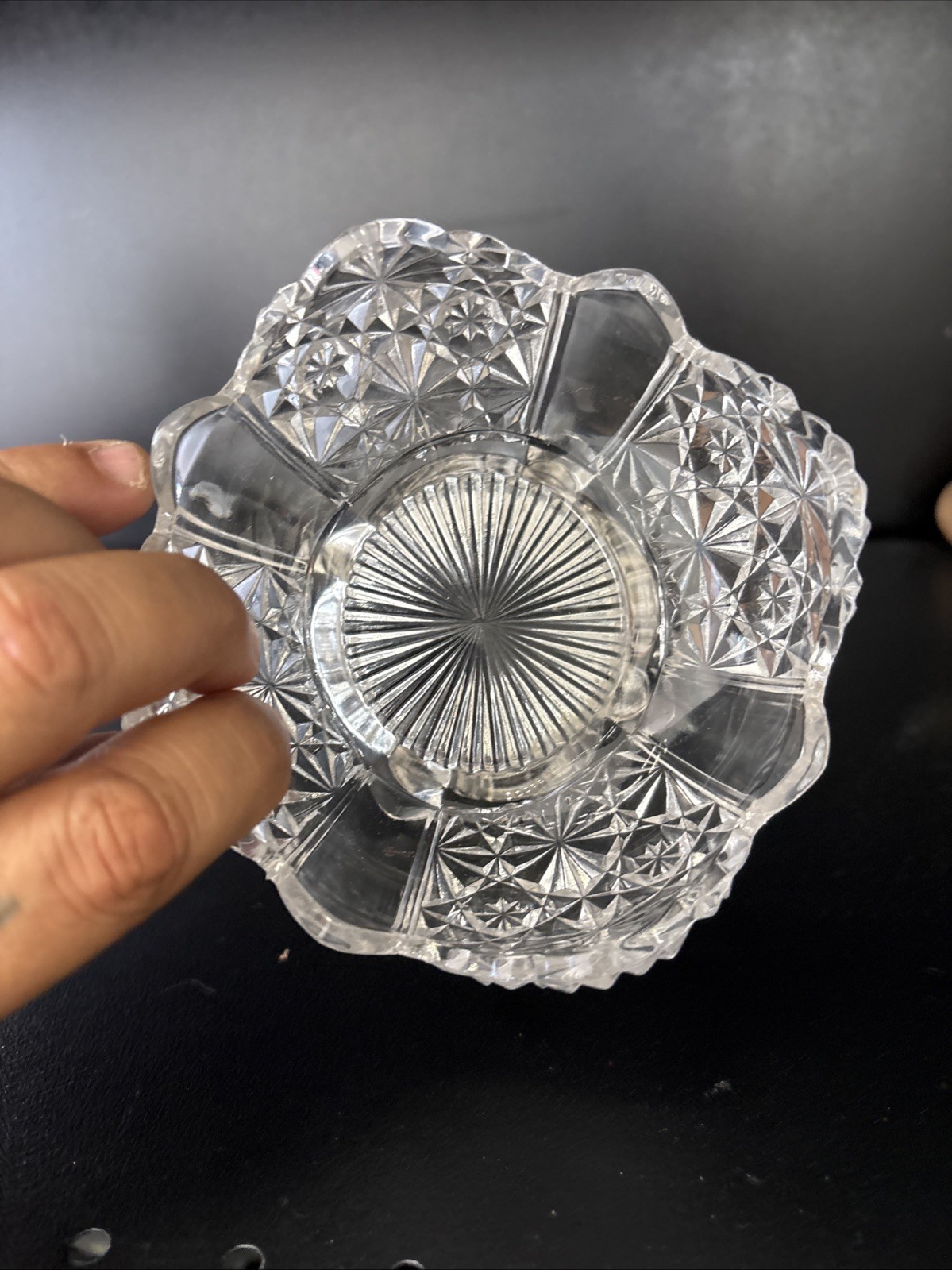 small glass crystal footed candy bowl