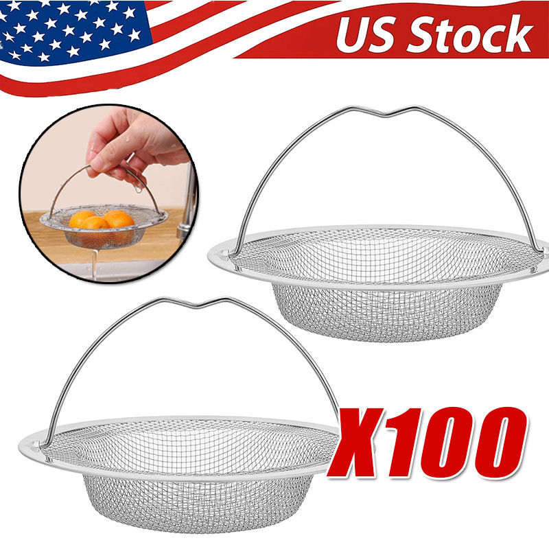 Kitchen Sink Strainer Large Wide Rim 4.5" Stainless Steel Mesh Drain Filter