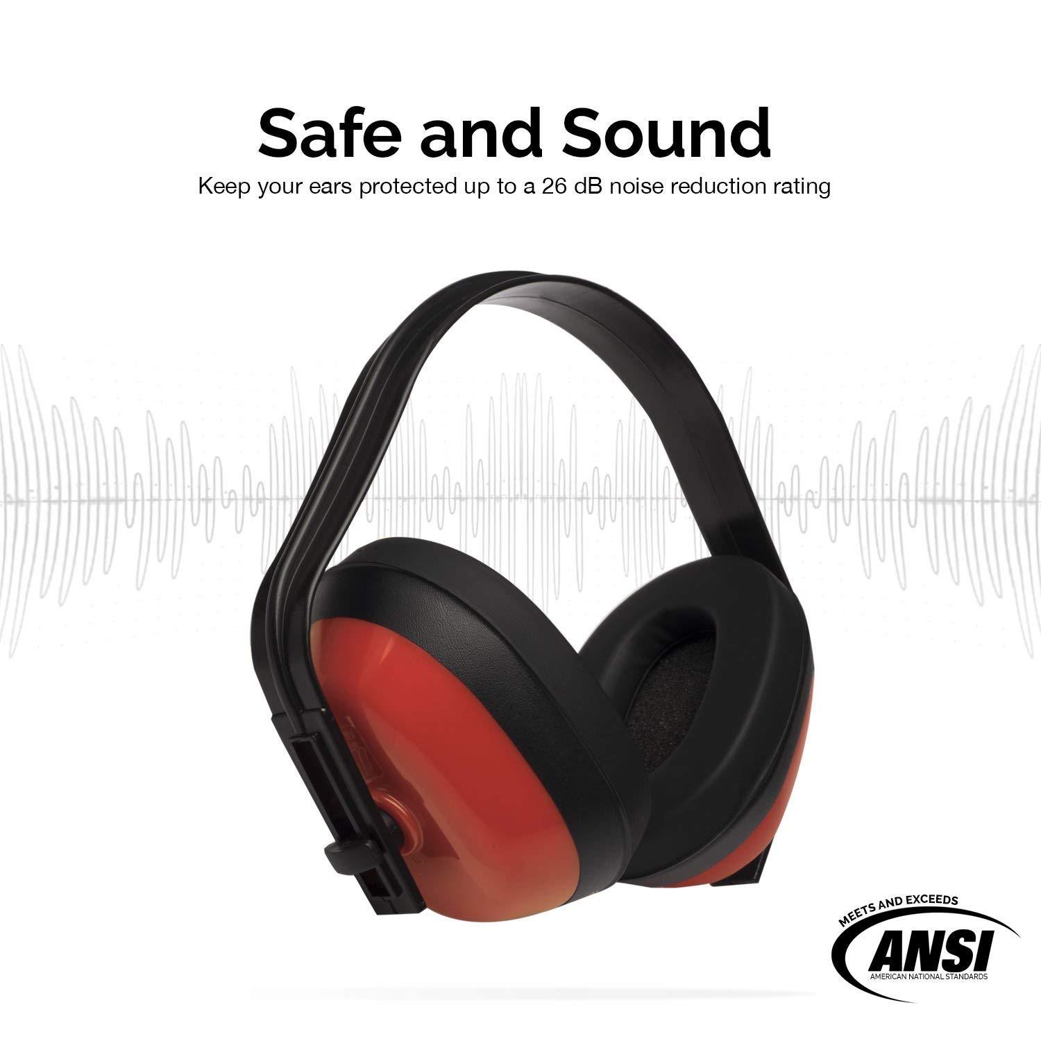 Neiko 53925A Safety Ear Muffs, NRR 26 dB, Adjustable, ANSI S3.19-1974 Approved