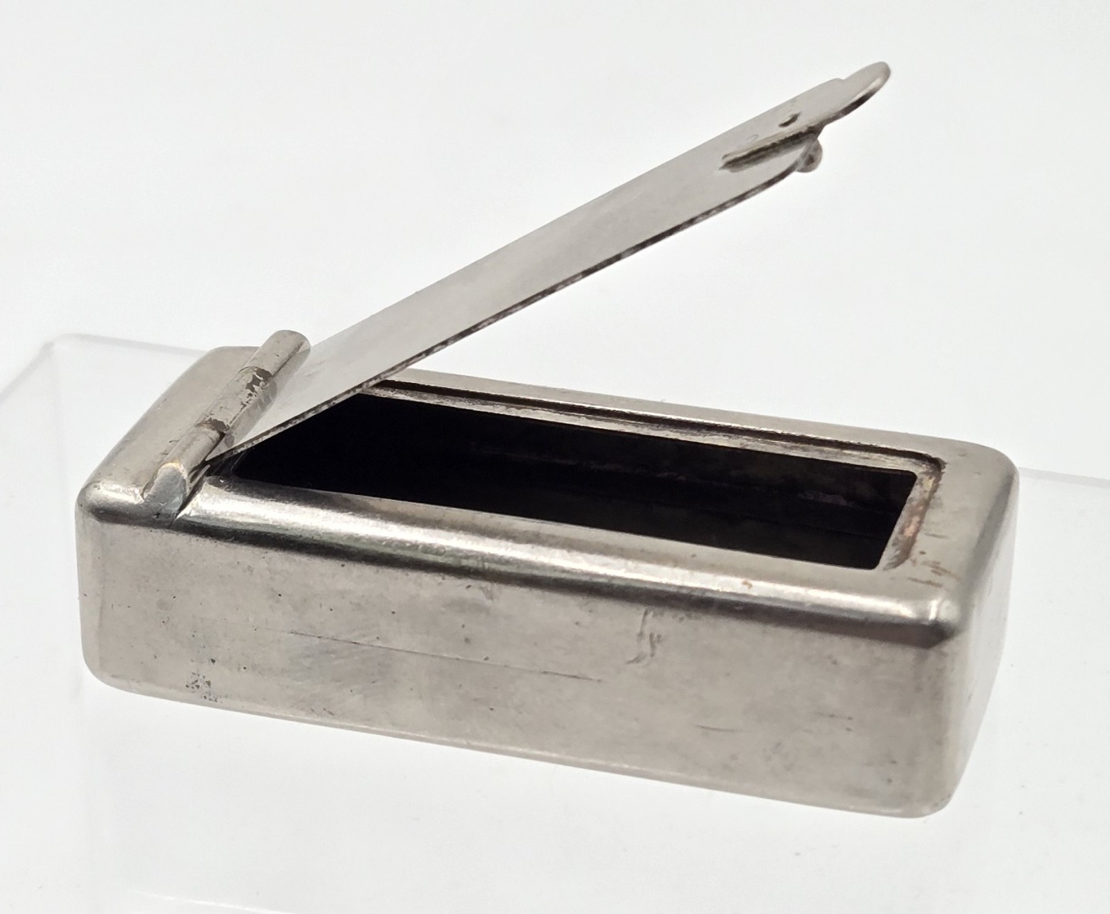 WWI Era Nickel-Plated Brass Trench Vesta Case – Rare Match-Holder Lid – MINT...