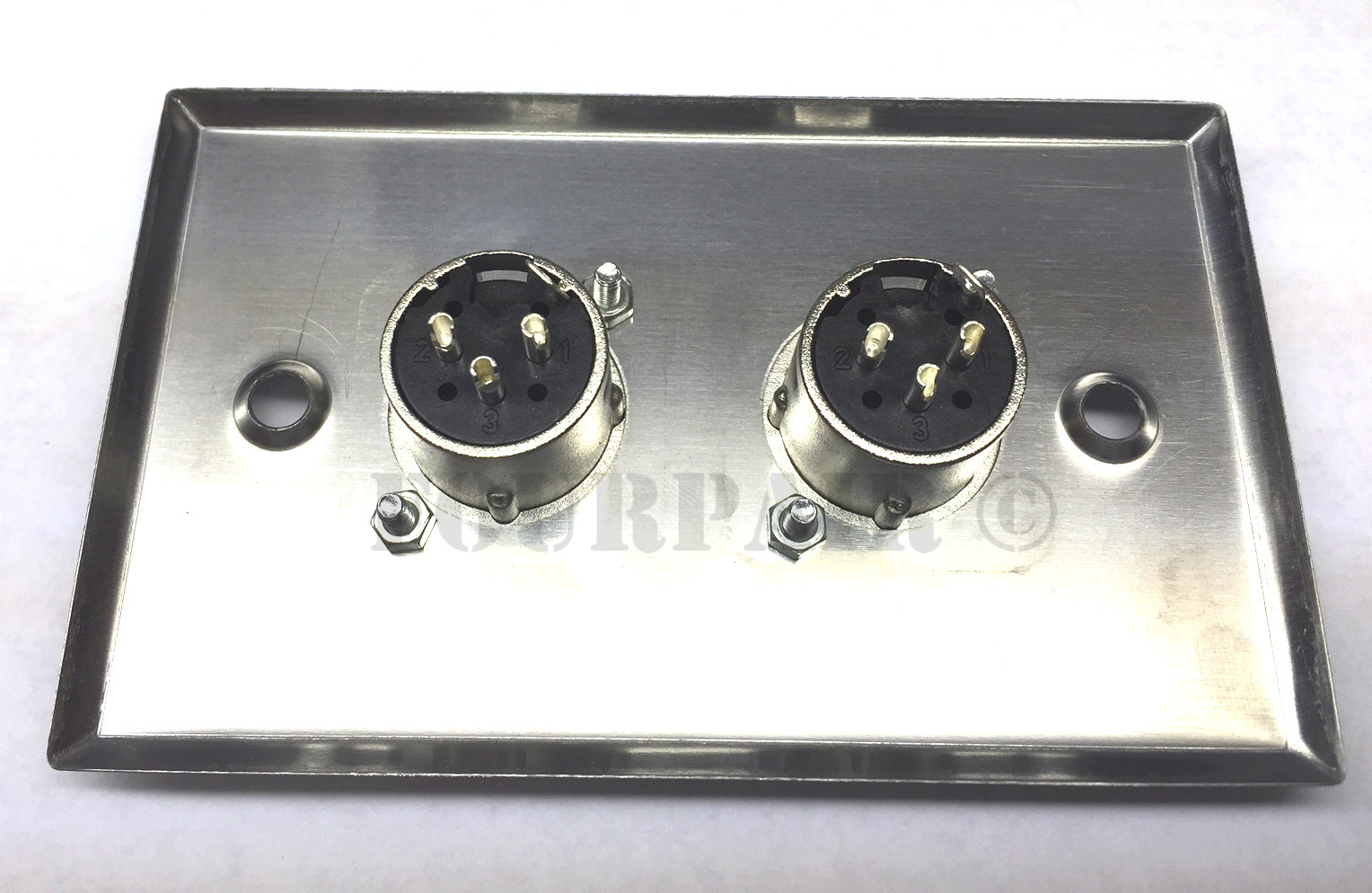 2-Port Dual Socket XLR Female Stainless Steel Microphone Mic Audio Wall Plate
