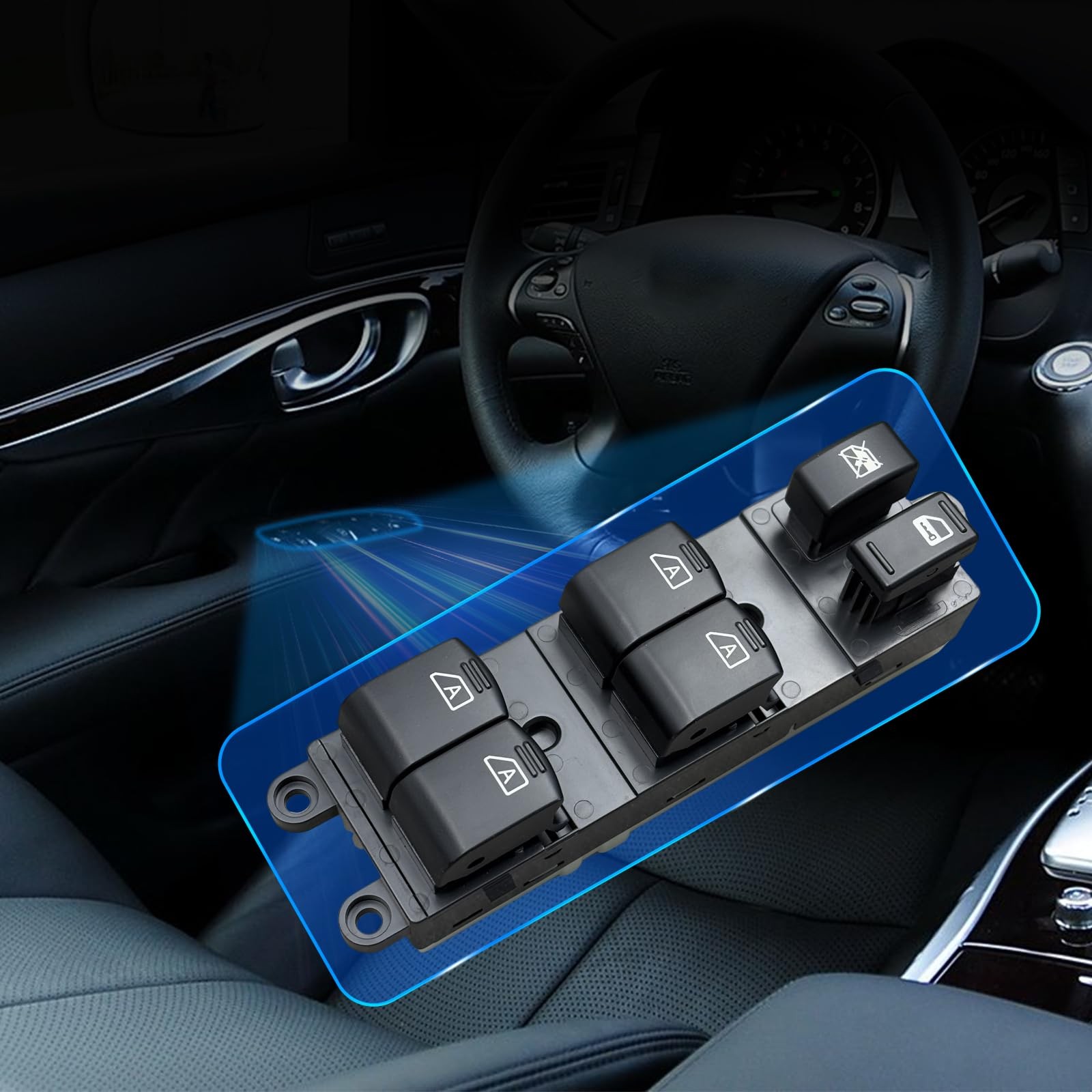 BELGEMAY 25401-EH100 Power Window Switch for 2006-2013 Infiniti M25 M35 Black