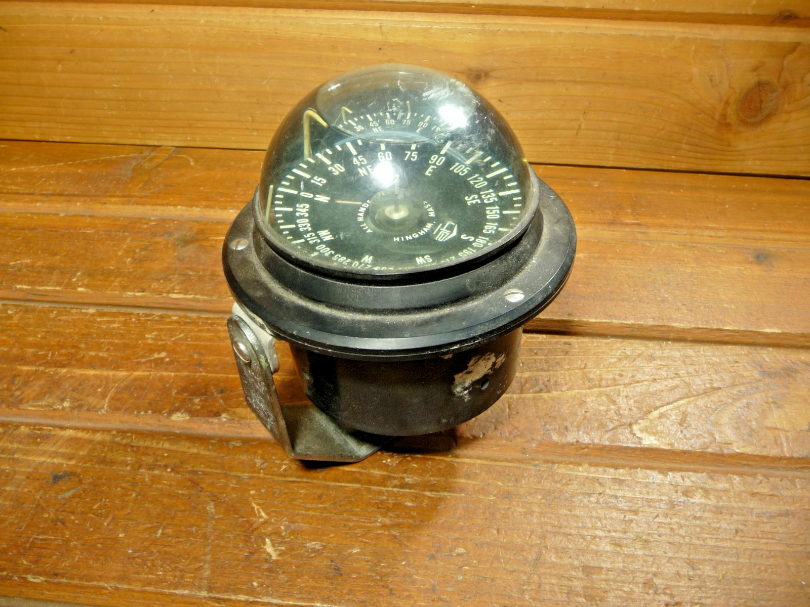 Vintage Marine COMPASS Boat Nautical, ALL HANDS Inc. HINGHAM, MASS