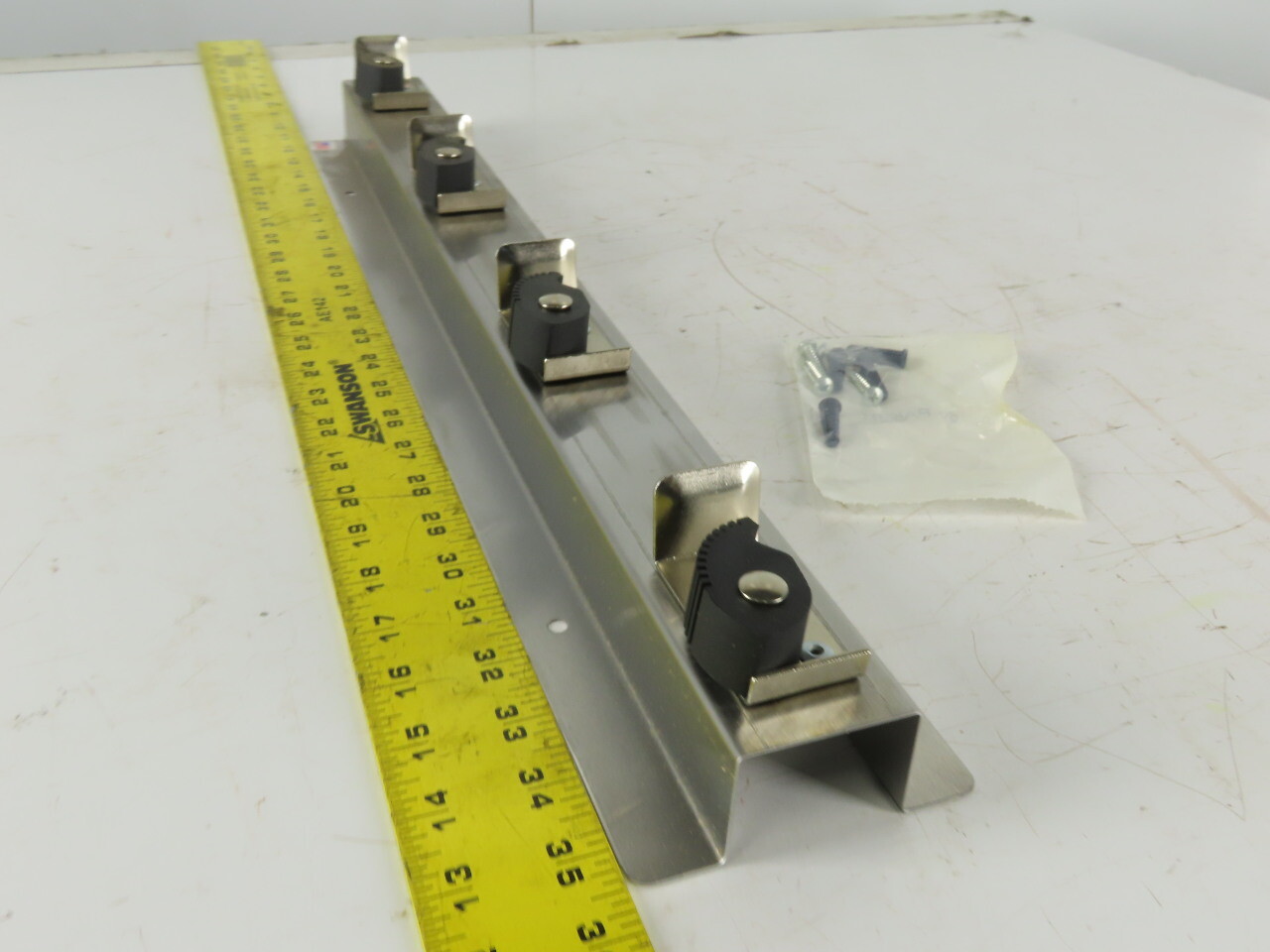 Grainger 333-4 SS Silver 304 Stainless Steel Mop Broom Holder 4 Spot