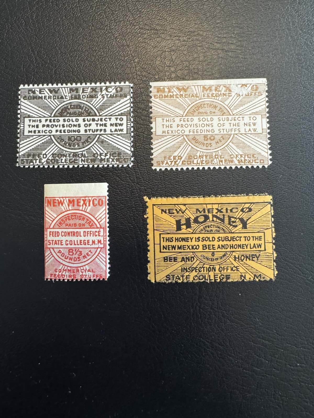 4 US New Mexico Tax Stamps- Unused, Never Hinged, Some Flaws (See Description)