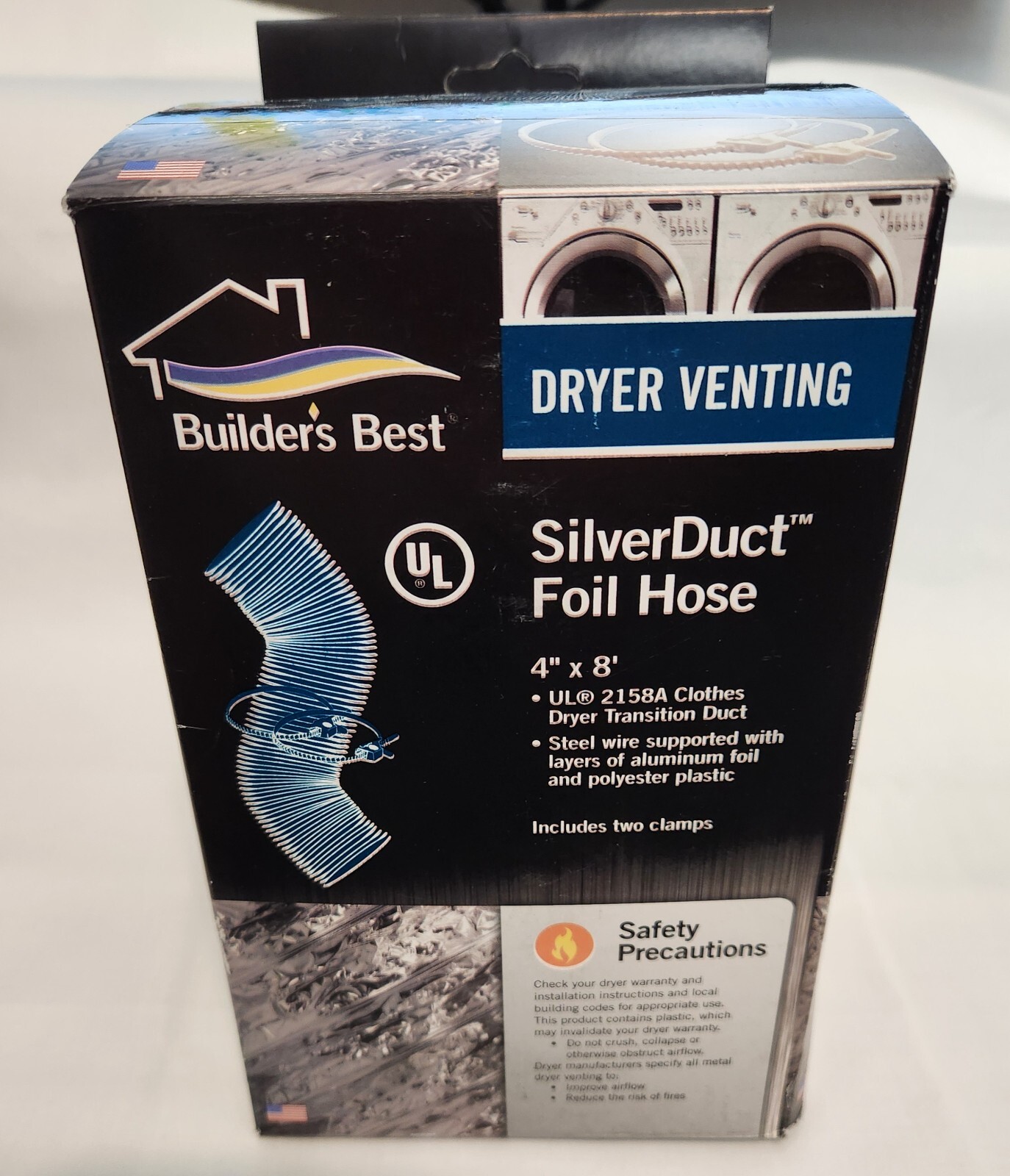 Builder's Best 110673 4" x 8 ft SilverDuct Dryer Transition Duct Kit NIB