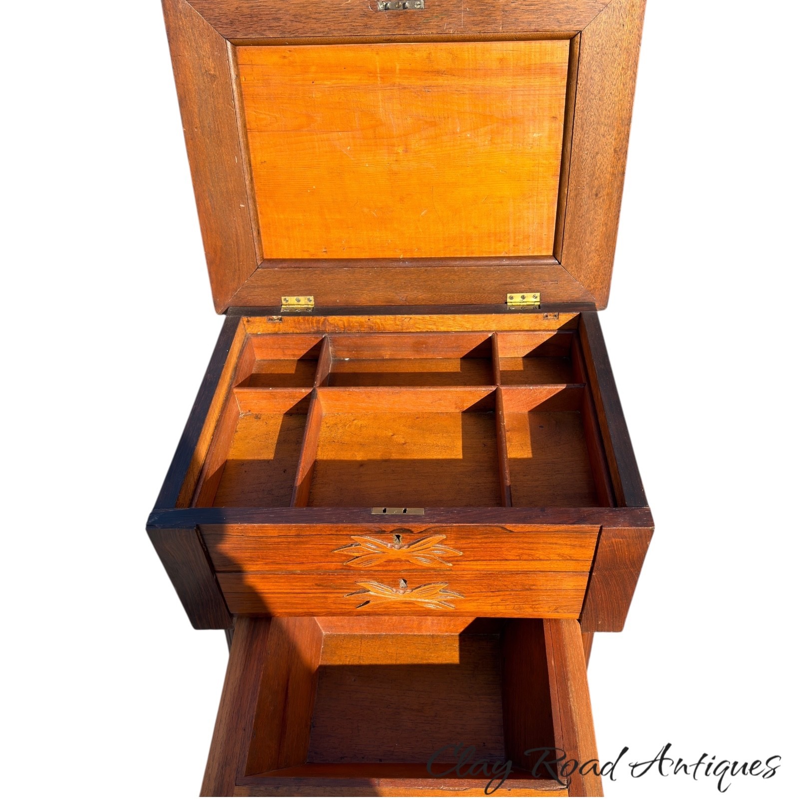 Antique Rosewood victorian sewing stand table work transitional 1870 classical