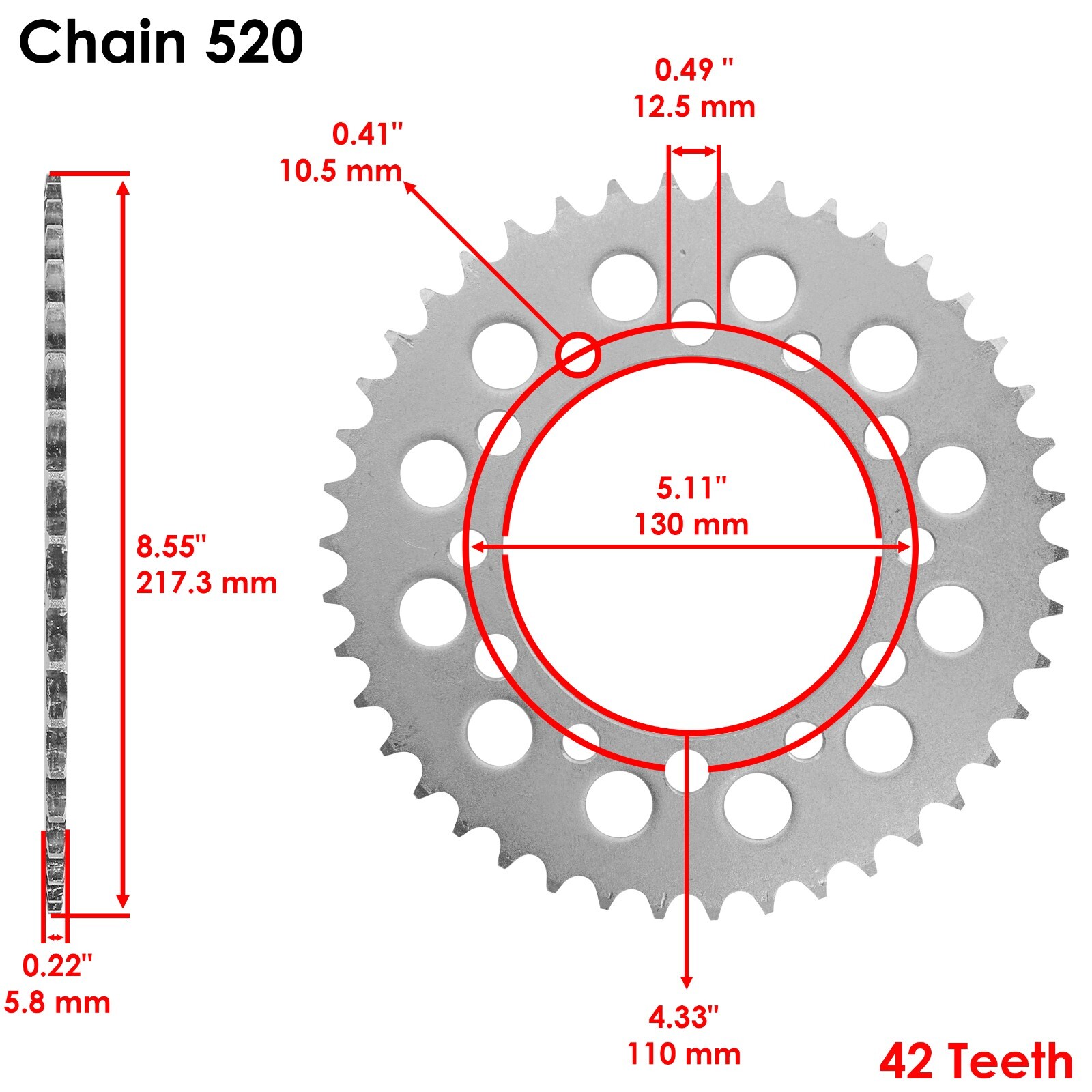 Black Drive Chain And Sprockets Kit for Honda TRX200 Fourtrax 200 2X4 1990-1997