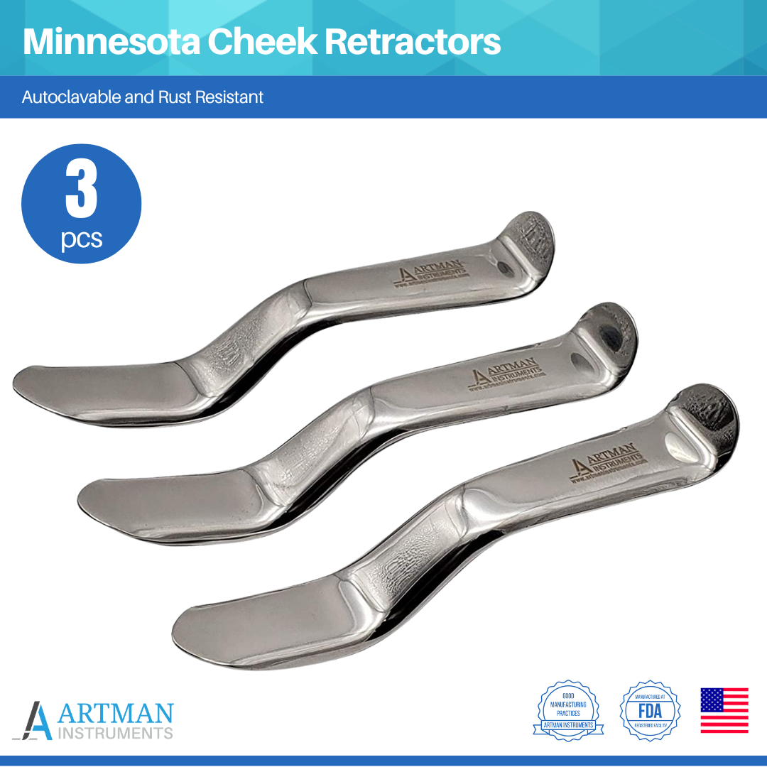 3 PCS Minnesota Cheek Retractors Surgical Dental Instruments ARTMAN