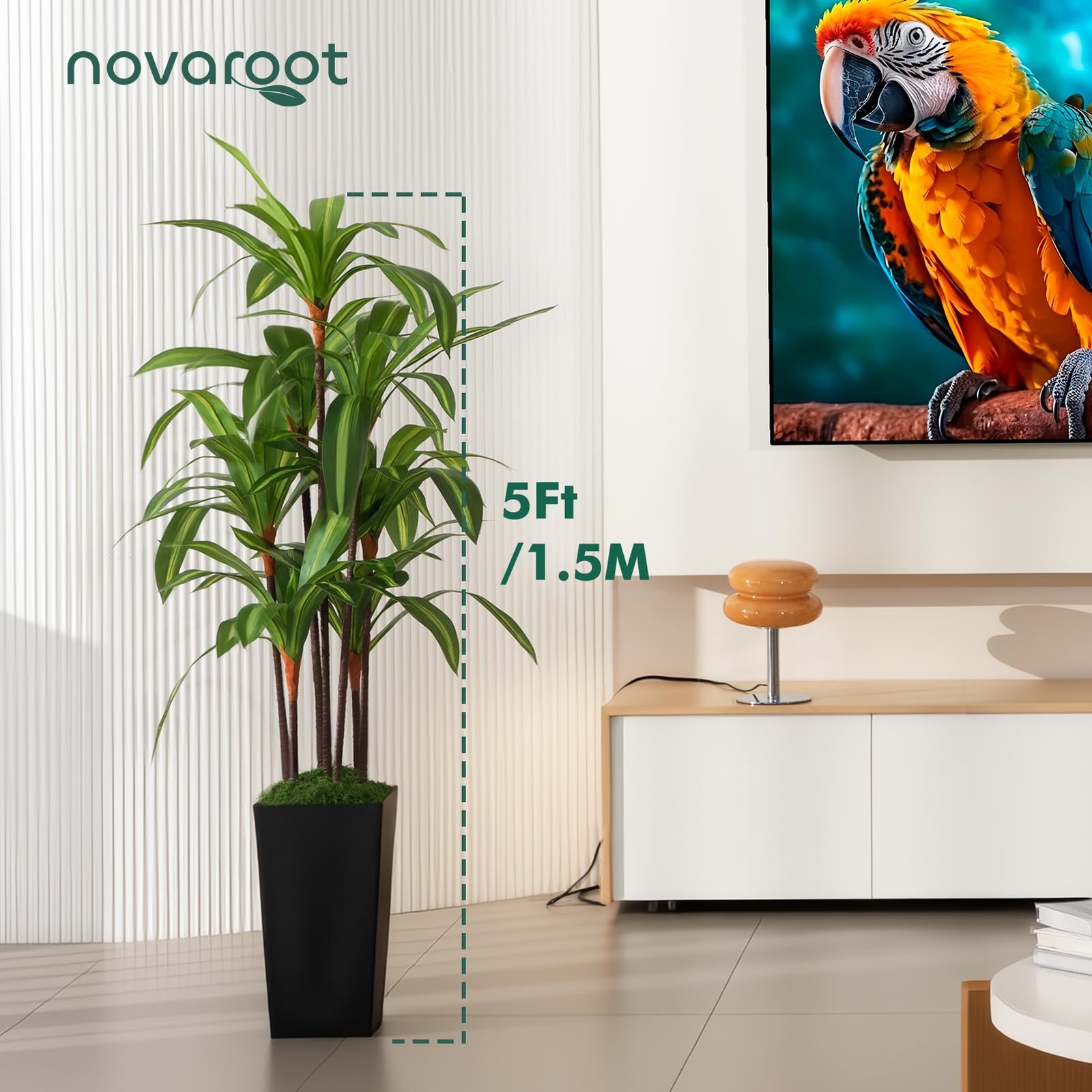 Artificial Dracaena Tree 5FT Fake Tree with Black Tall Planter Indoor Decor