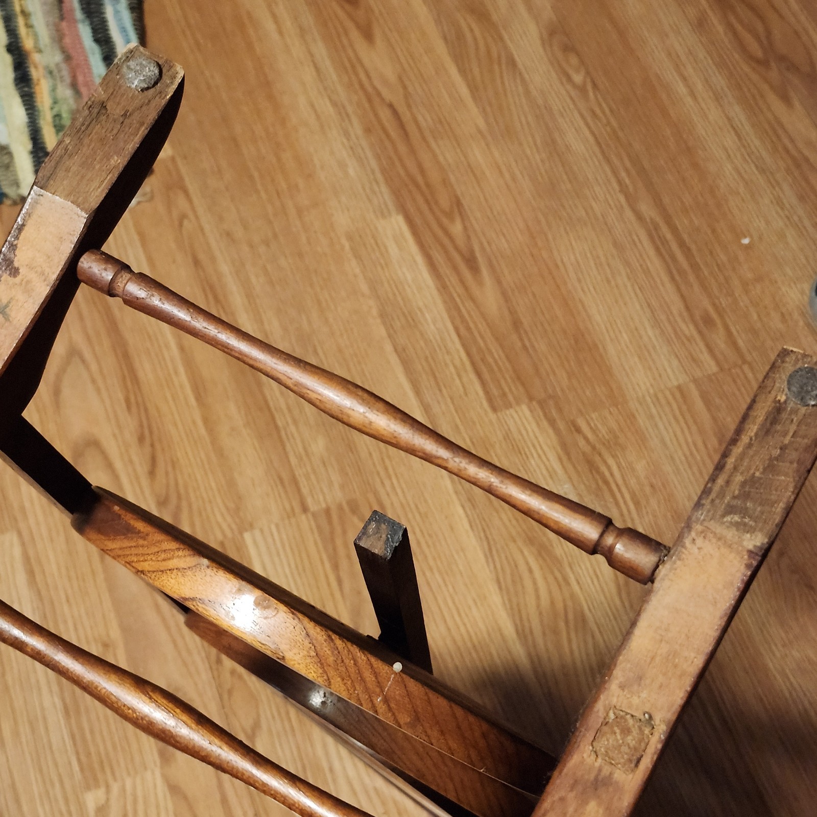 Antique Vintage Edwardian Wooden Inlaid Details Folding Cake Muffin Stand 32"