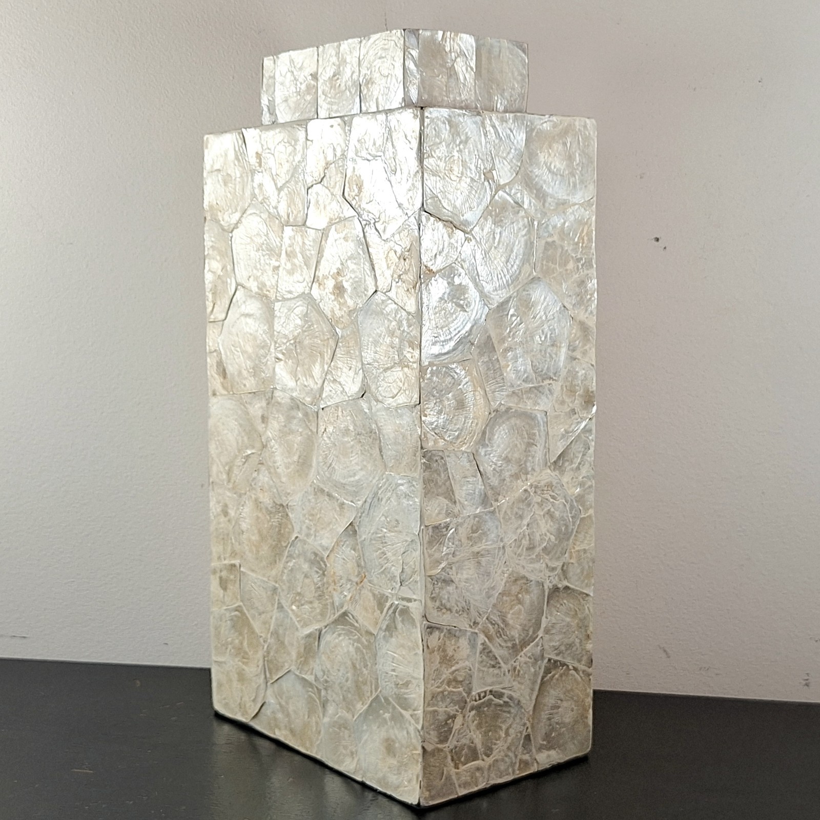 LARGE Natural Capiz Shell Asian Lidded Vase (Mother of Pearl) -20" FREE SHIPPING