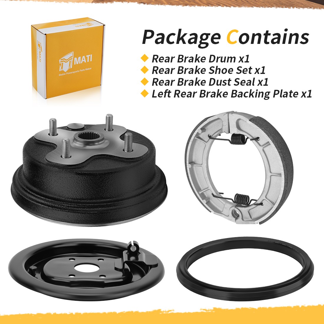 Rear Brake Drum Plate Shoes Set for Yamaha Timberwolf 250 4x4 YFB250FW 1994-2000