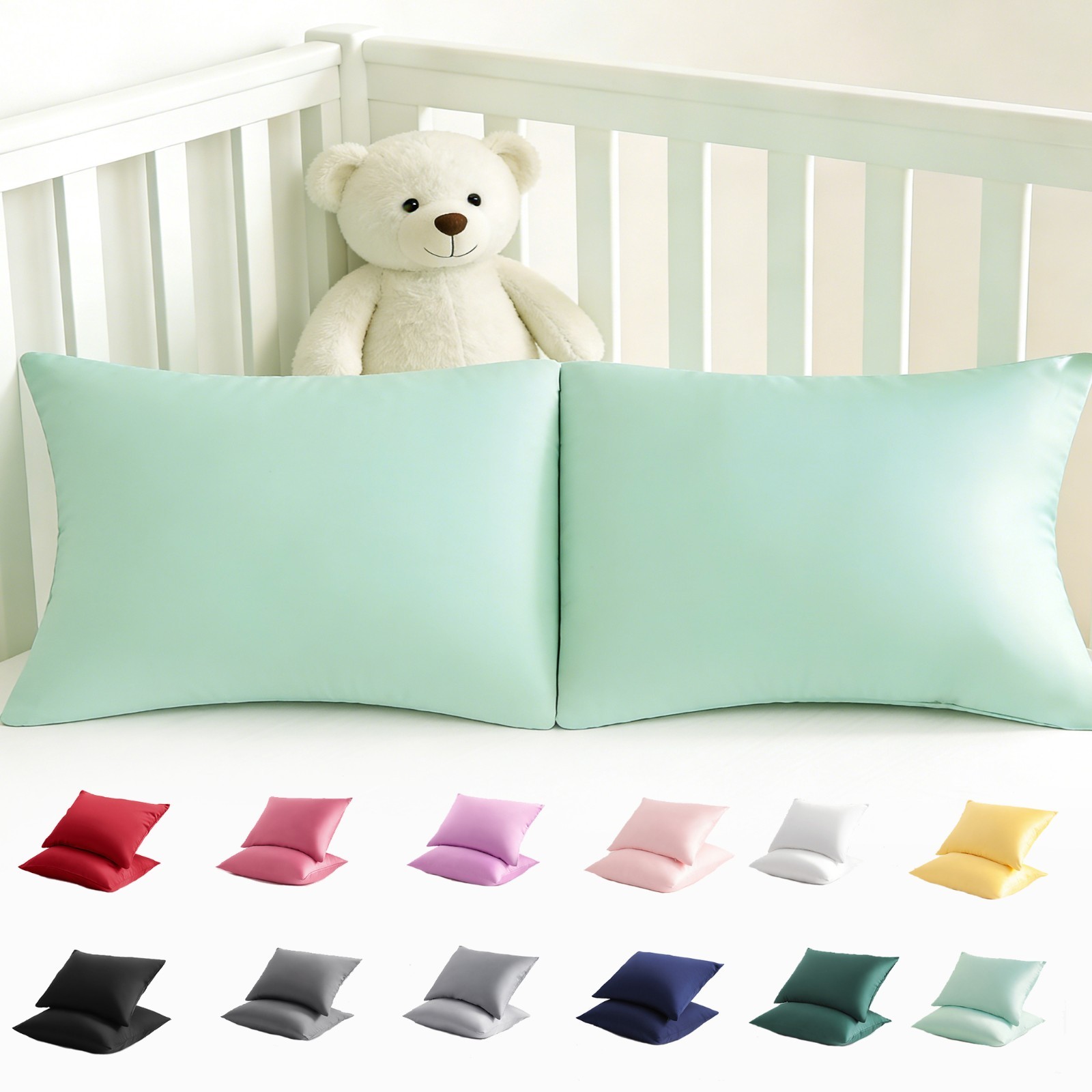 2 PCS Super Cozy Toddler Satin Pillow Case with Hidden Zipper, 13 x 18 Inches