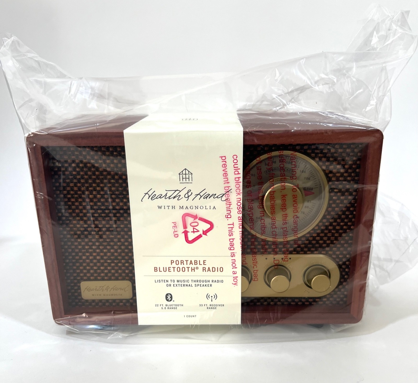 NEW Hearth & Hand w/ Magnolia Portable AM/FM Bluetooth Vintage Style Radio