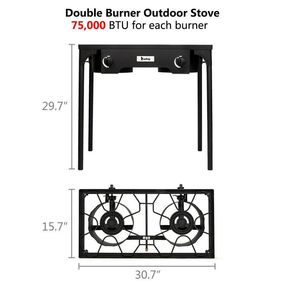 Professional Outdoor Double Stove Propane Burner Portable 2 Cooker 150000 BTU