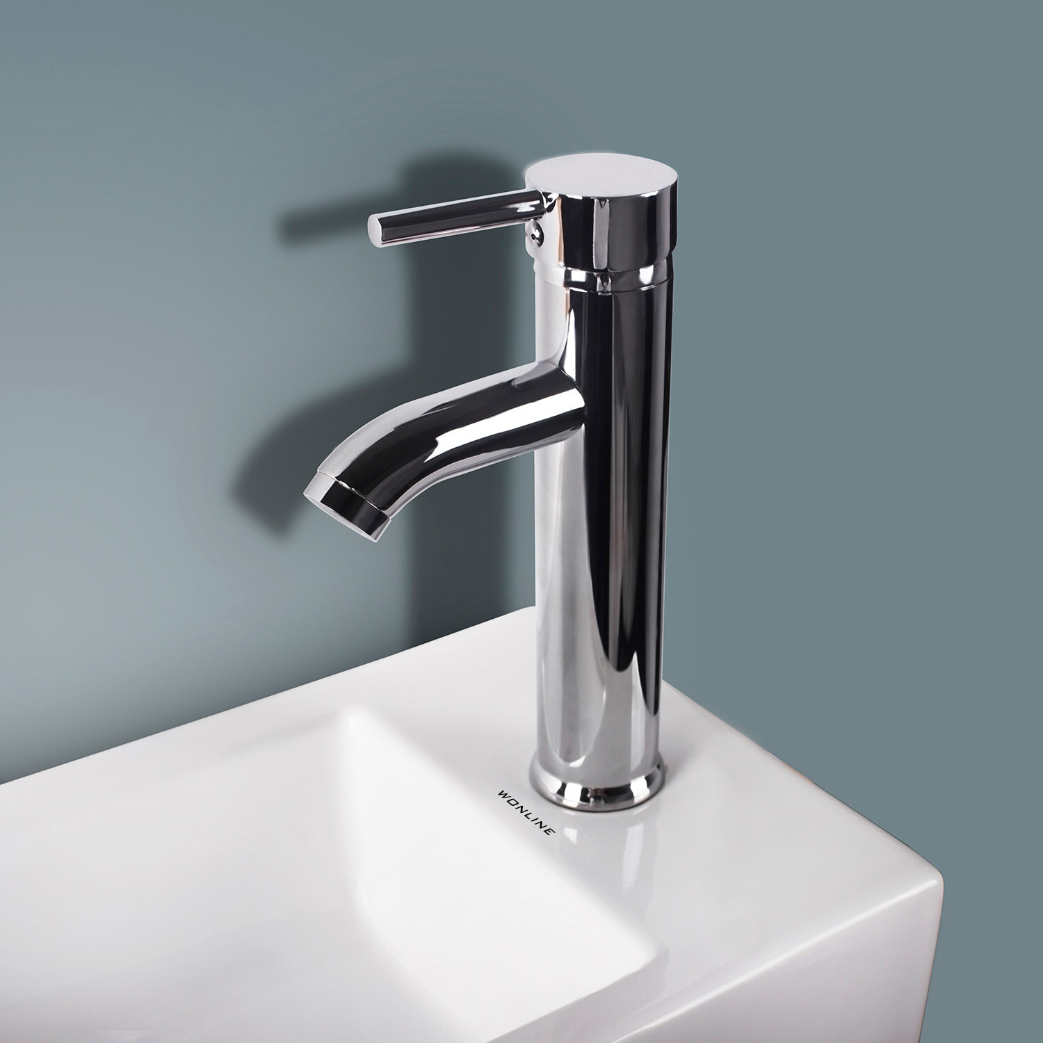 Wall Mount Bathroom Corner Sink Ceramic Vessel Small Sink w/ Faucet Drain White