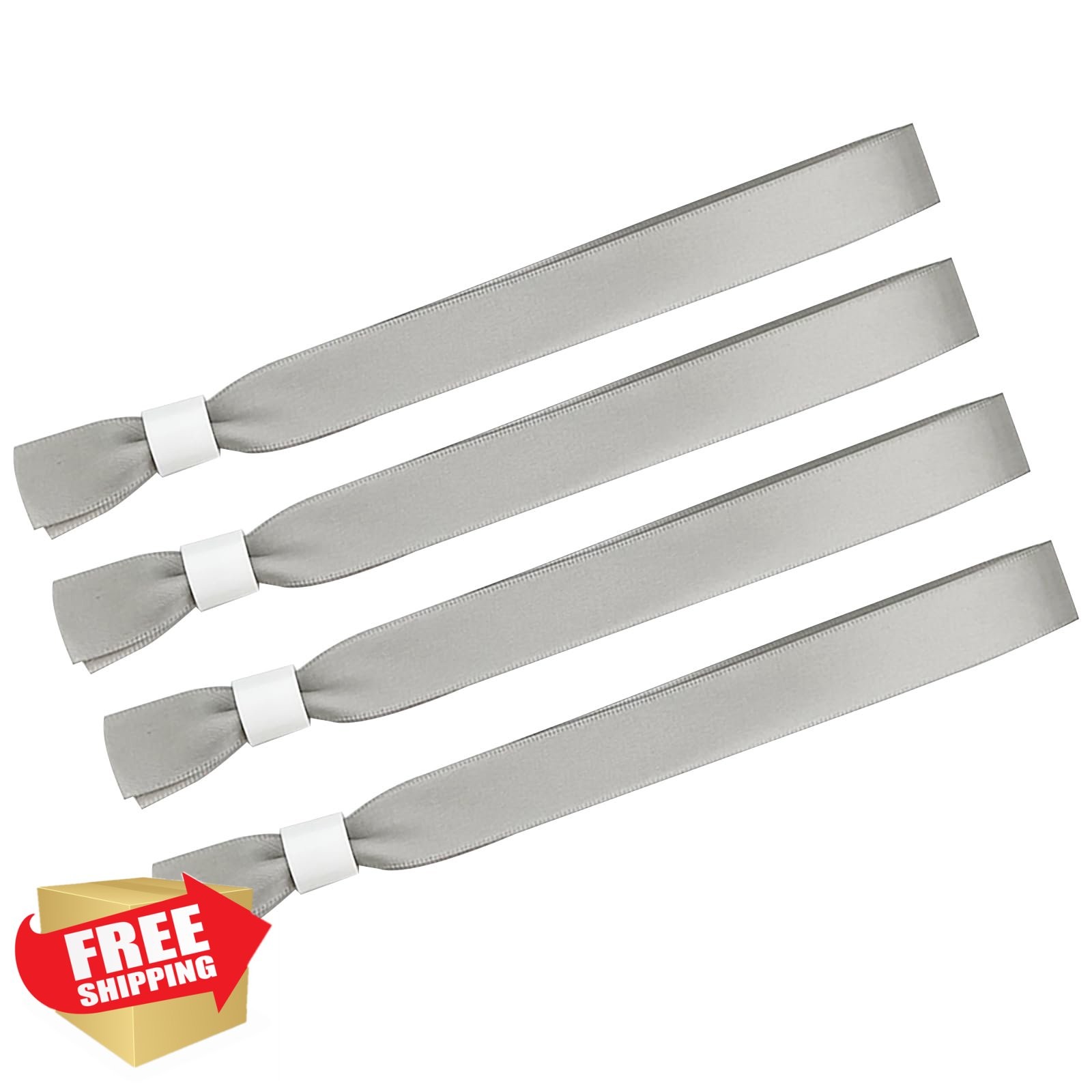 100 Pcs Gray Fabric Event Wristbands, Adjustable, Secure Snap, Disposable