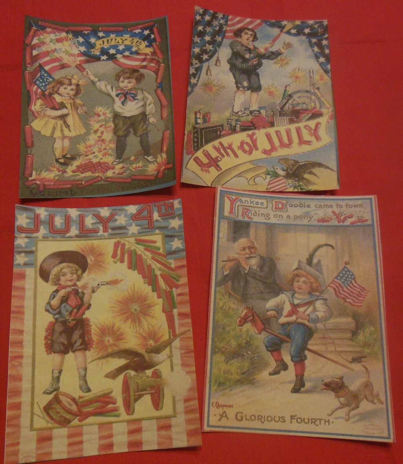 Set of 16 LARGE 4th of July vintage patriotic Set # 2 old postcard images