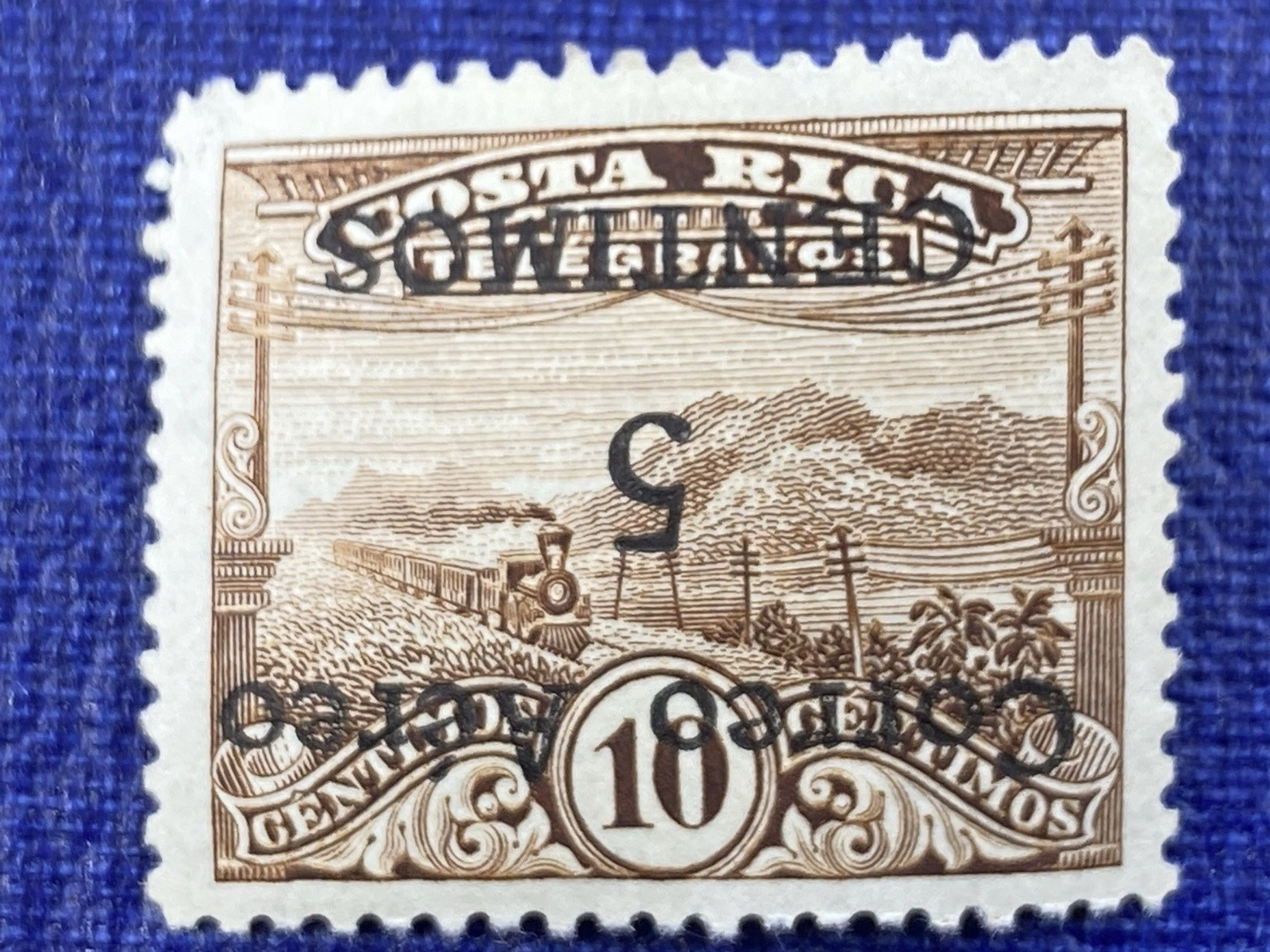 COSTA RICA, YV # A 6A, INVERTED OVEPRINT, Mint Light hinge, Original Gum