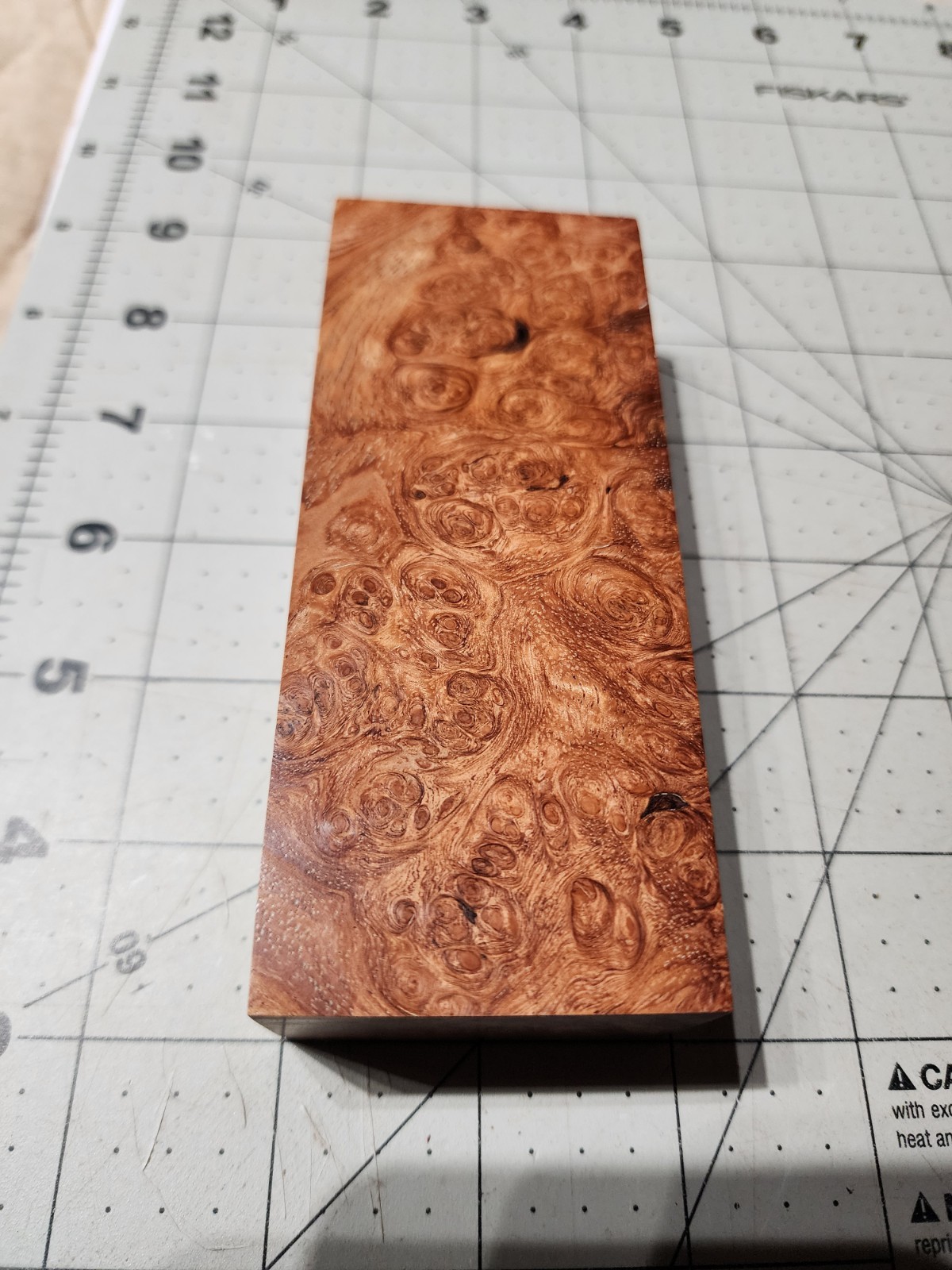 Stabilized Afzelia Burl Knife Blank Block, 5 X 2 X 1"