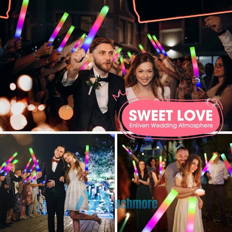 72PCS Light Up Foam Glow Sticks LED Wands Batons DJ Party Flashing Bulk 3 Modes