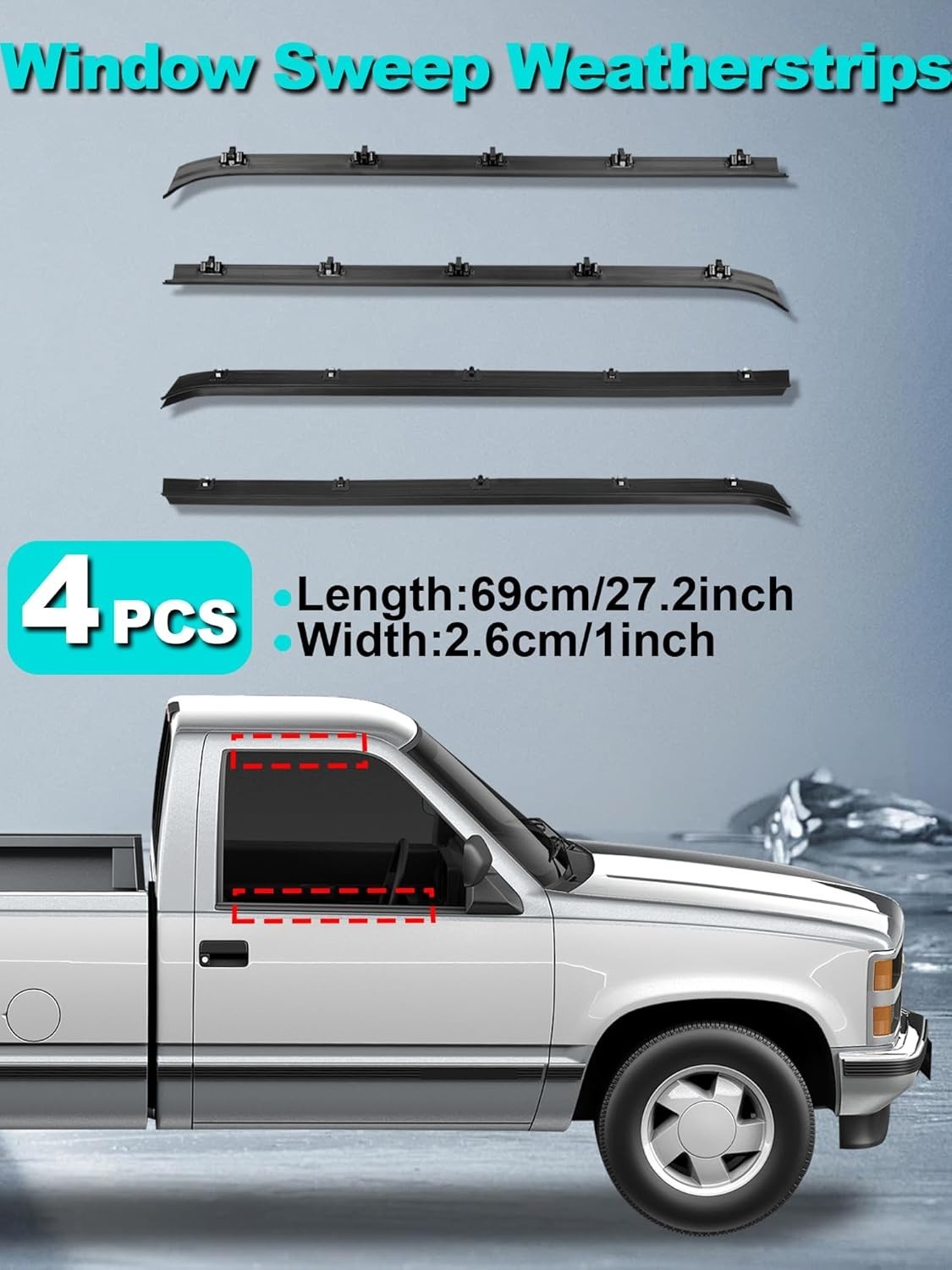 8PCS Door Seal Window Run Channel Sweep Felt Rubber Compatible with C1500 C25...