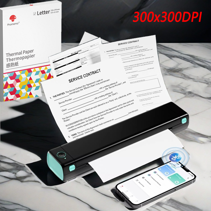 Phomemo M08F Portable A4 Printer Thermal Printer Bluetooth Inkless Printer US