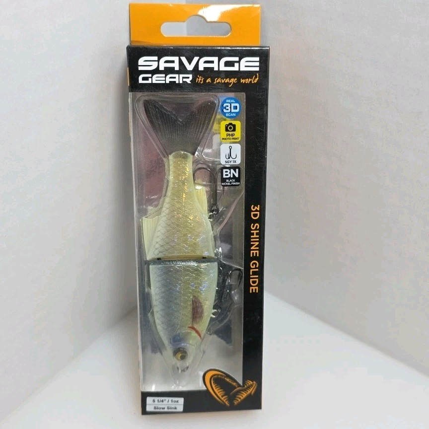 SAVAGE GEAR 3D SHINE GLIDE 5.25”. 1oz. SLOW SINKING Bone Swim bait Lure