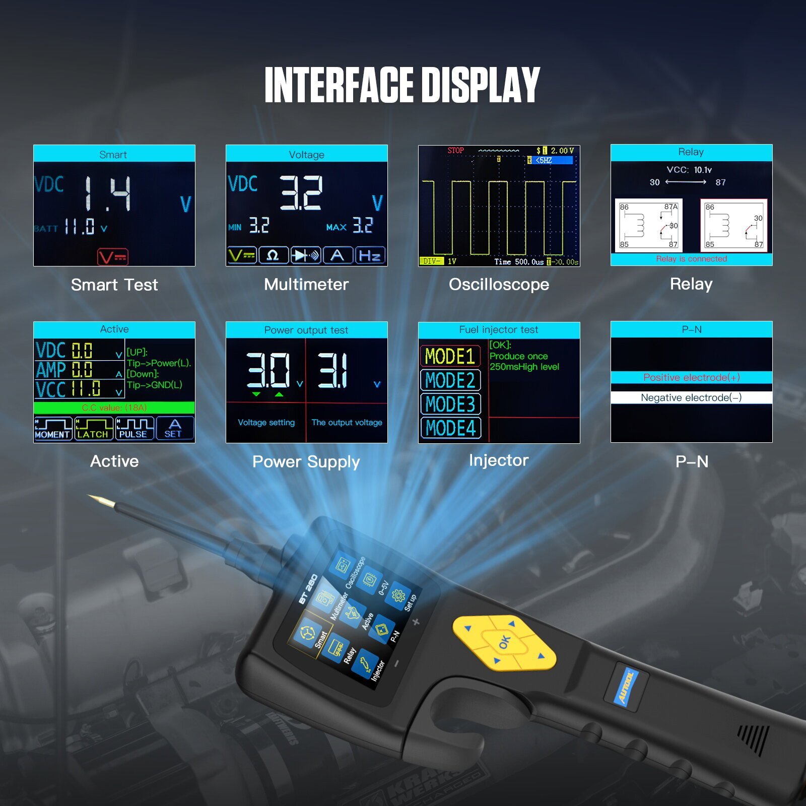 9V-30V Electrical Circuit Tester Probe Diagnostic Multimeter Oscilloscope Test