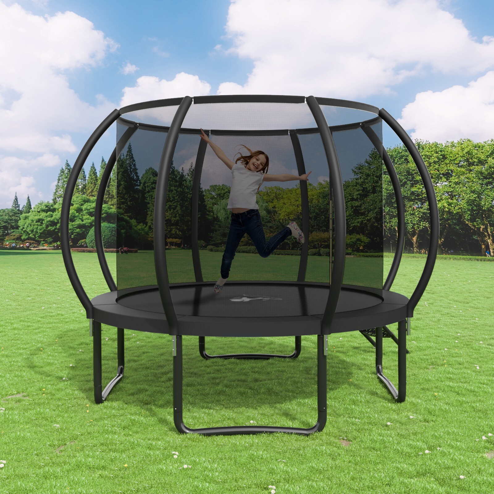 10 FT/12 FT/14FT/16 FT Outdoor Trampoline with Safety Enclosure Net and Ladder