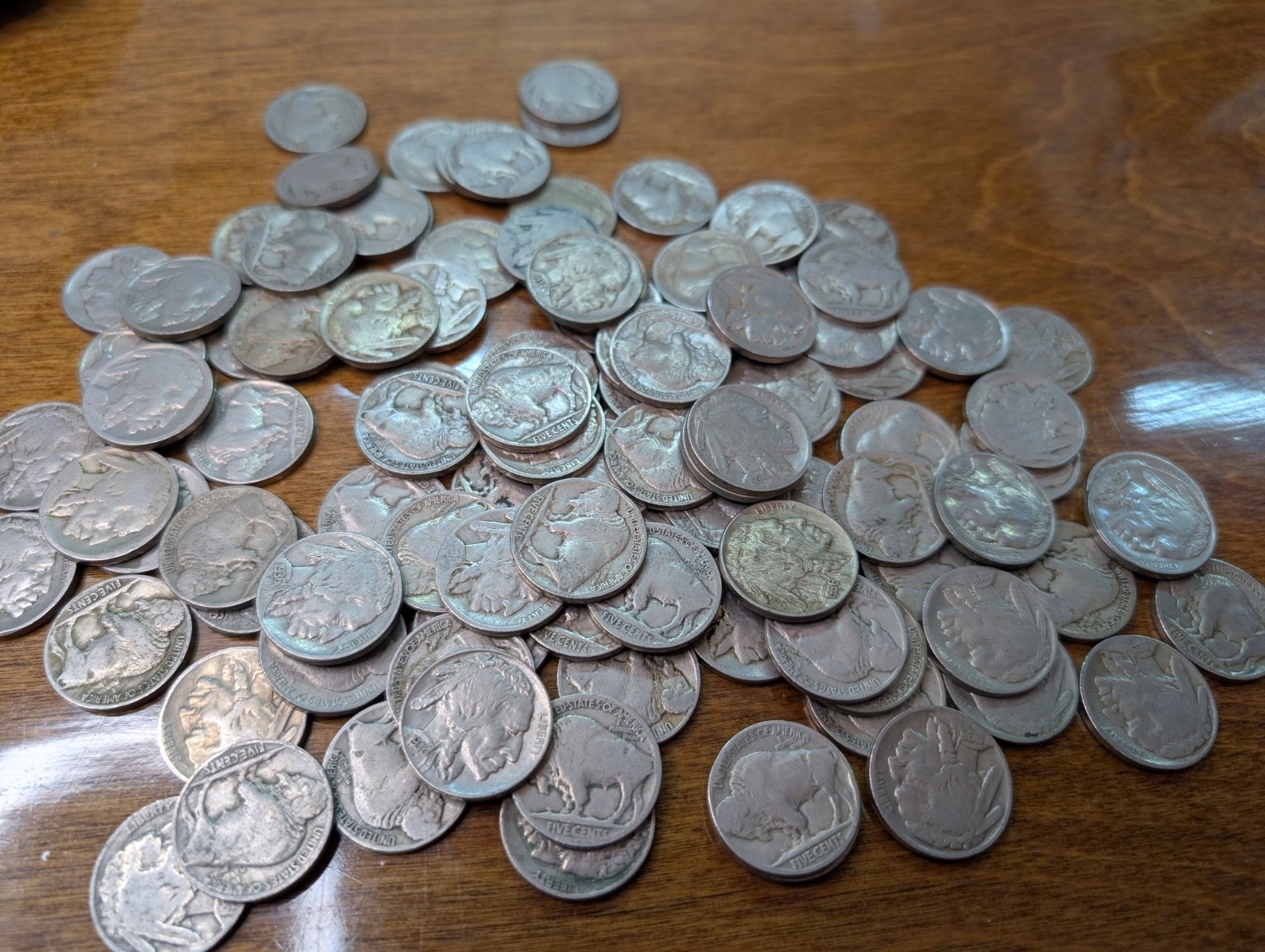 100 Buffalo Nickels - WITH DATES - Common US Nickel Coins