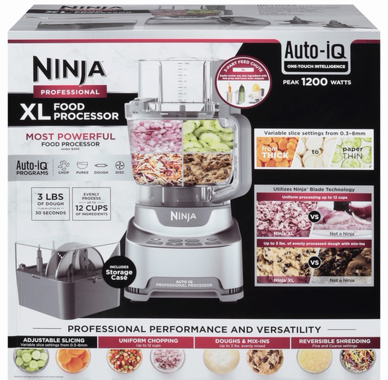 Ninja Professional XL Food Processor 1200W Auto-iQ 12 Cup Kitchen Chopper