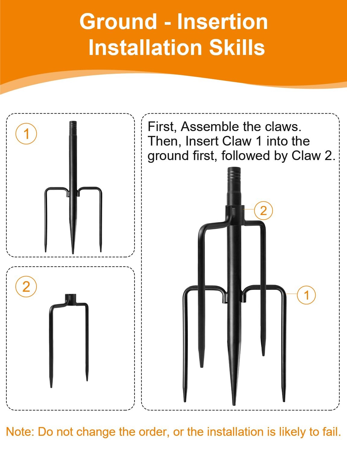 4 Pack String Light Poles for Outside, Thickened Metal 4 Pack, Black