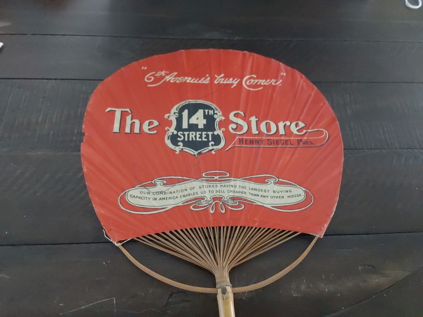 1900s 14th Street Store New York NY NYC Henry Siegel Advertising Hand Fan