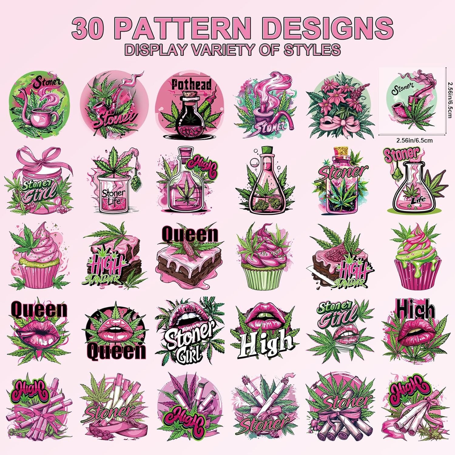 "DTF Transfers Ready to Press - 30Pcs Weeds Iron on Transfers for Tshirts, Pin..