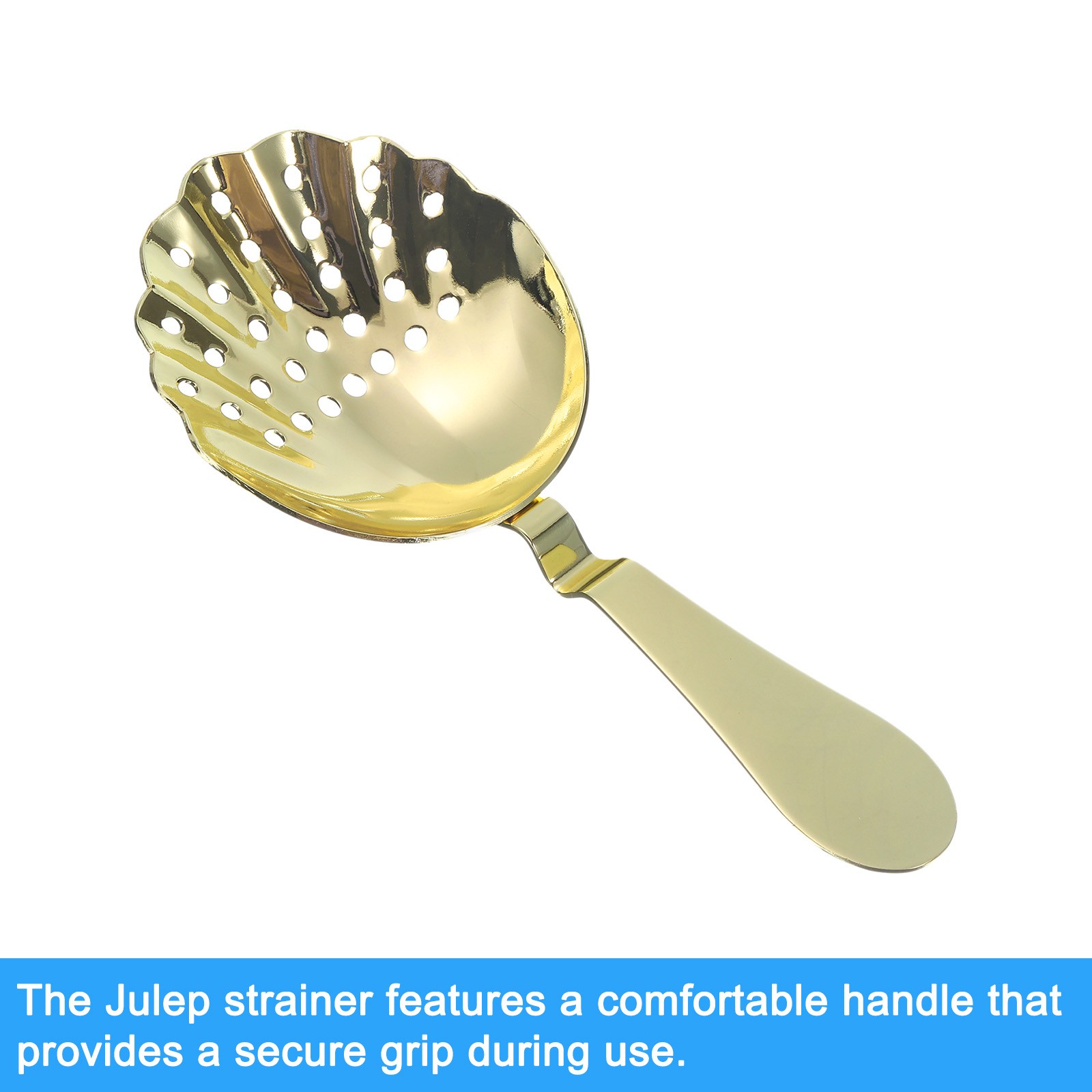 Julep Strainer, 1pcs - Stainless Steel Cocktail Strainer (Gold, 175mm)