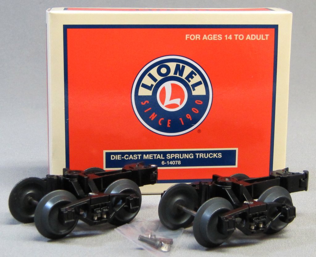 LIONEL METAL SPRUNG TRUCKS train fasttrack wheels couplers car axles 6-14078 NEW