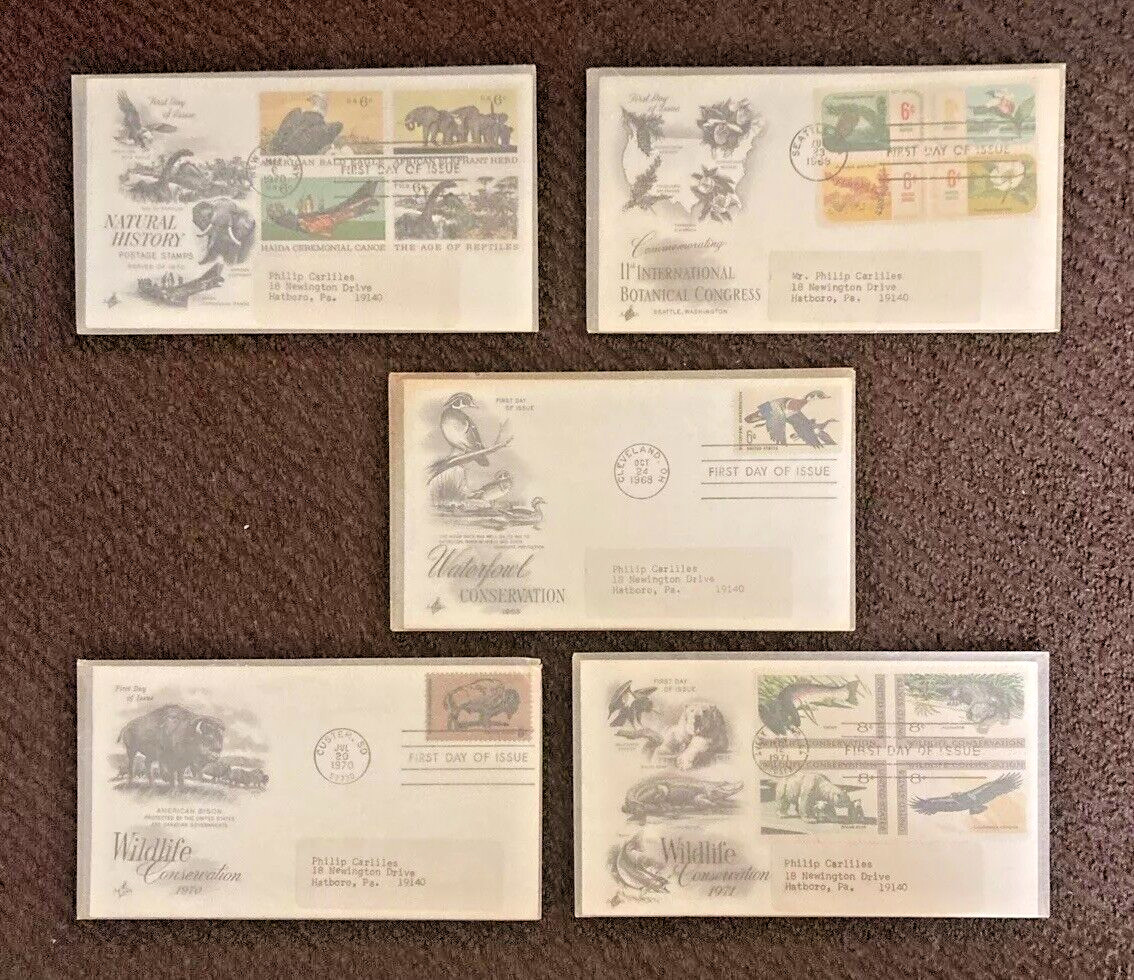Lot Of Wildlife, Waterfowl, Botanical & Natural History First Day Covers 1968-71